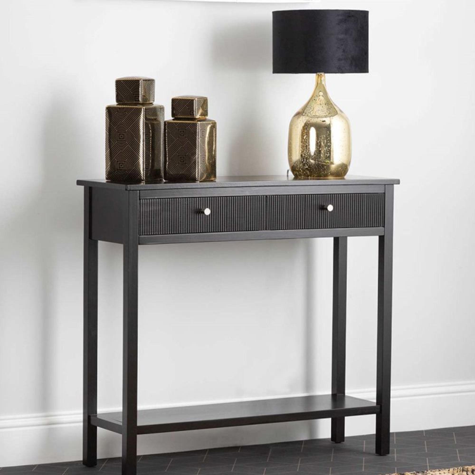Lindon Console Table - 2 Drawer - Black