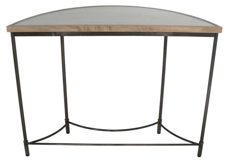 Mango Wood - Half Moon Table with Metal Base