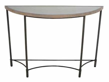 Mango Wood - Half Moon Table with Metal Base