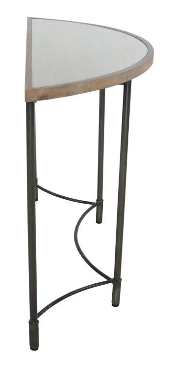 Mango Wood - Half Moon Table with Metal Base