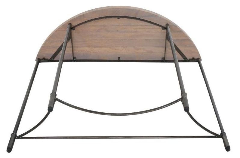 Mango Wood - Half Moon Table with Metal Base