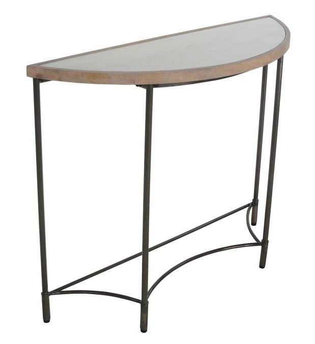 Mango Wood Half Moon Table with Metal Base