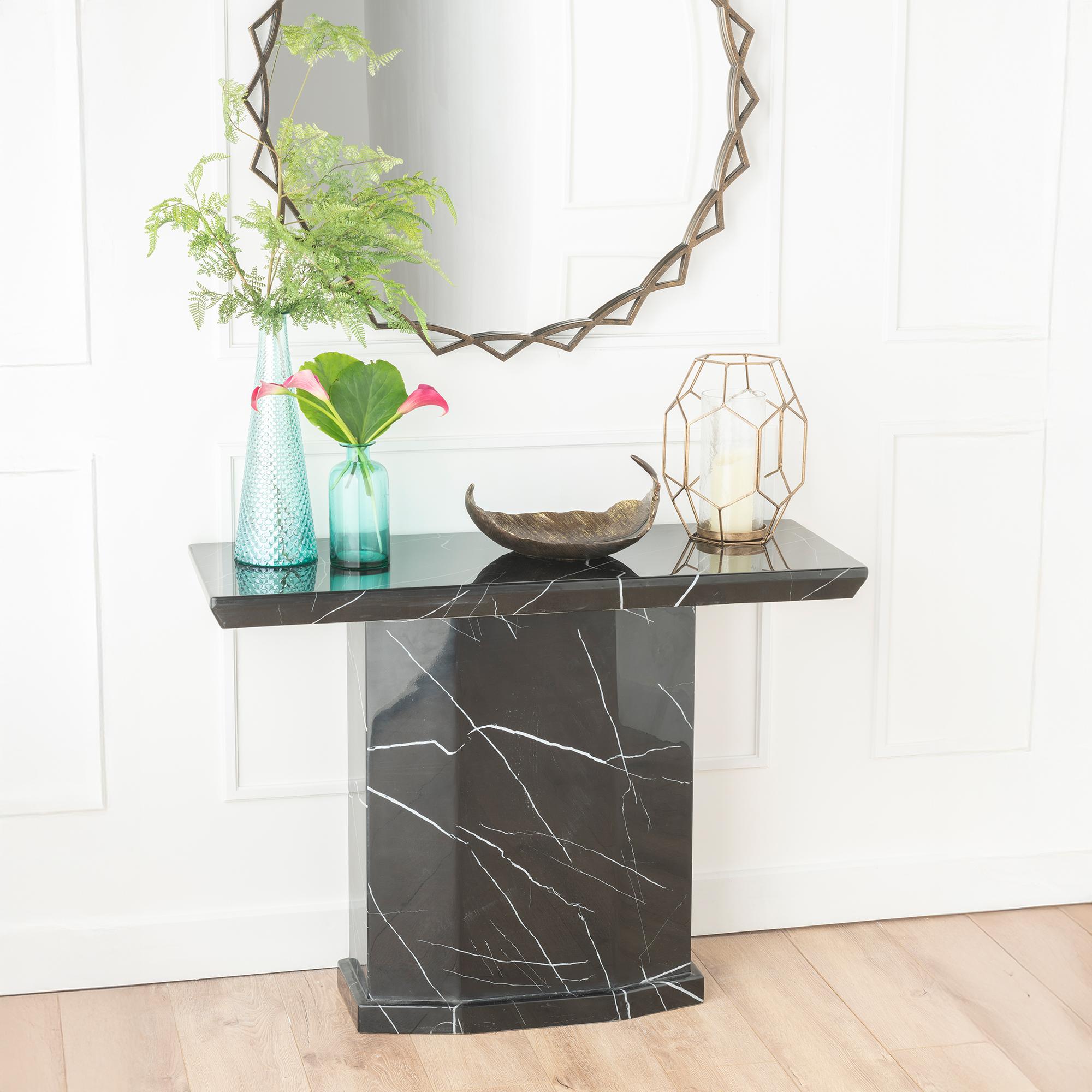 Naples Black Marble Console Table