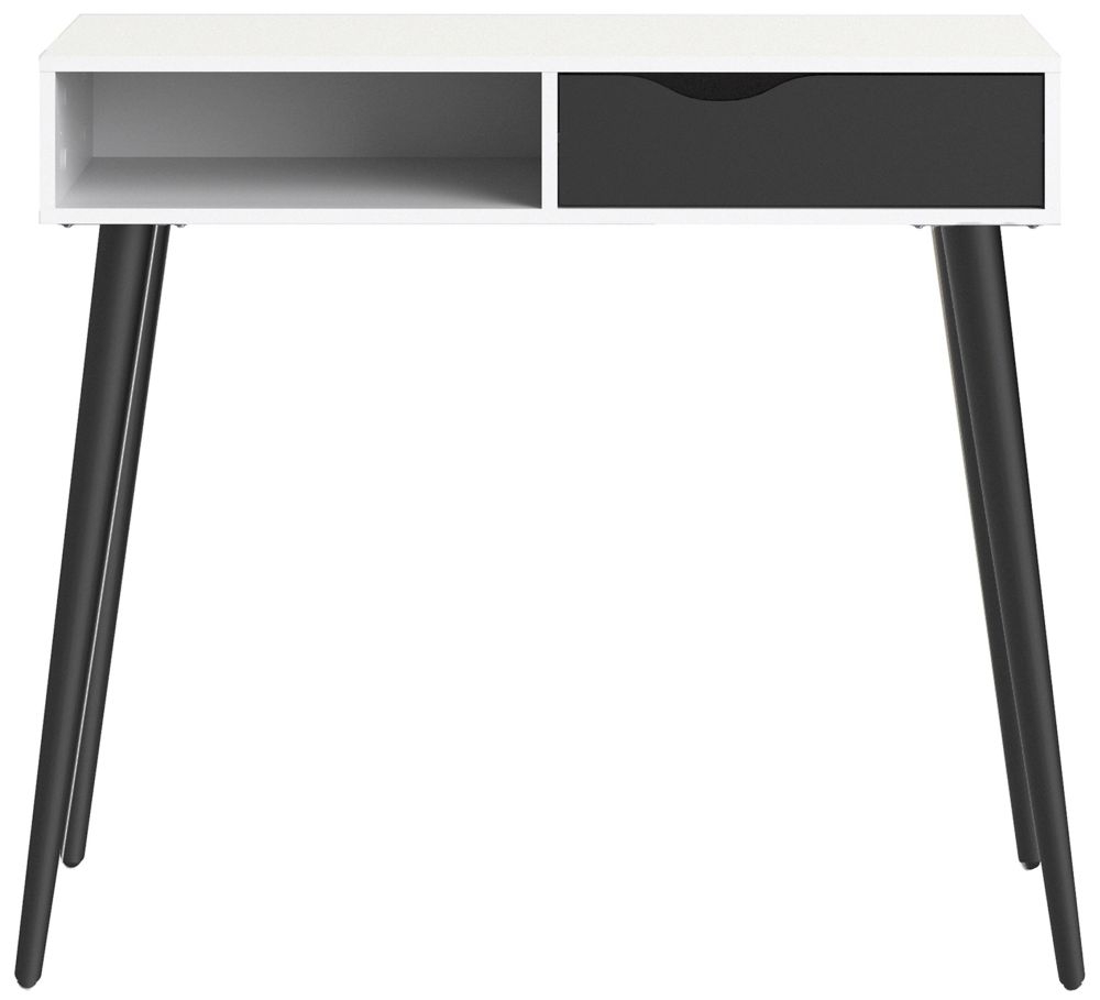 Oslo White and Black 1 Drawer Console Table