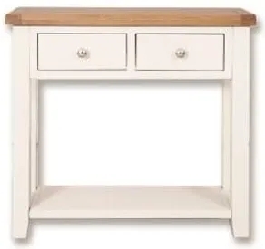 Perth White and Wood 2 Drawer Console Table