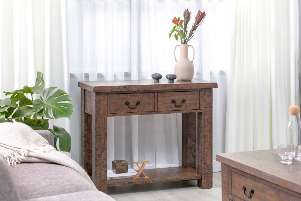 Reclaimed Pine Console Table - 2 Drawer