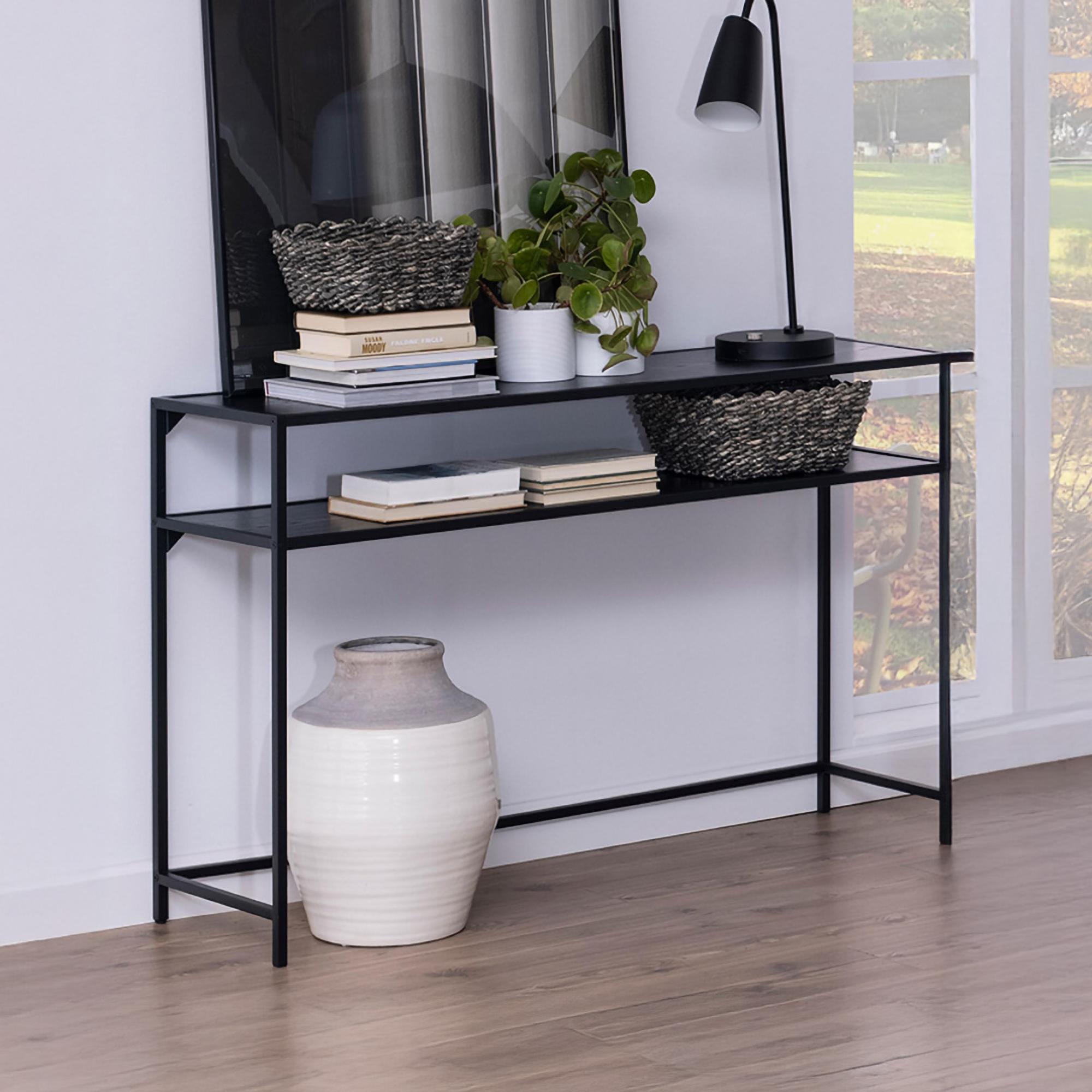 Seaford Console Table - Black Melamine and Metal
