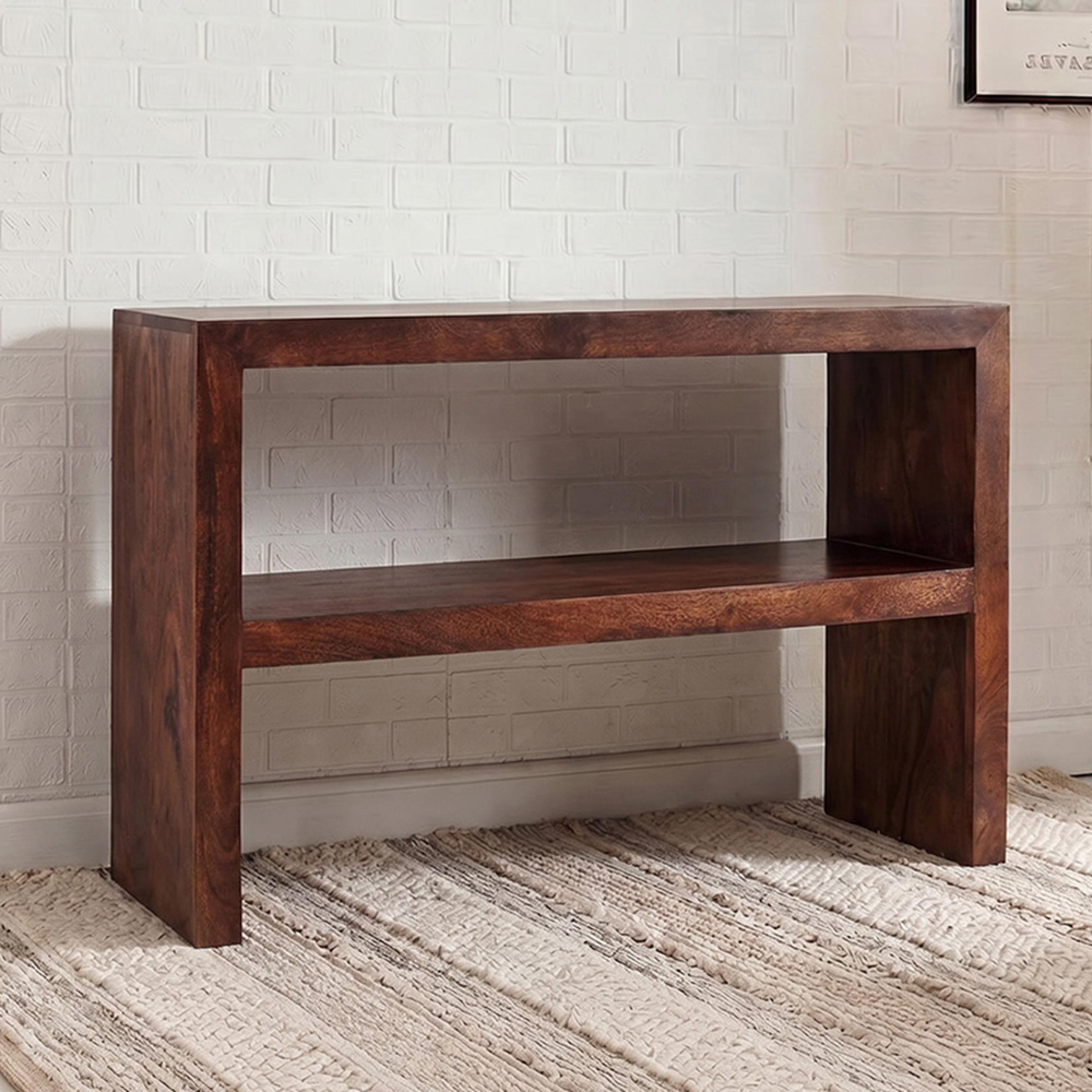 Dakota Console Table - with Shelf - Dark Mango Wood