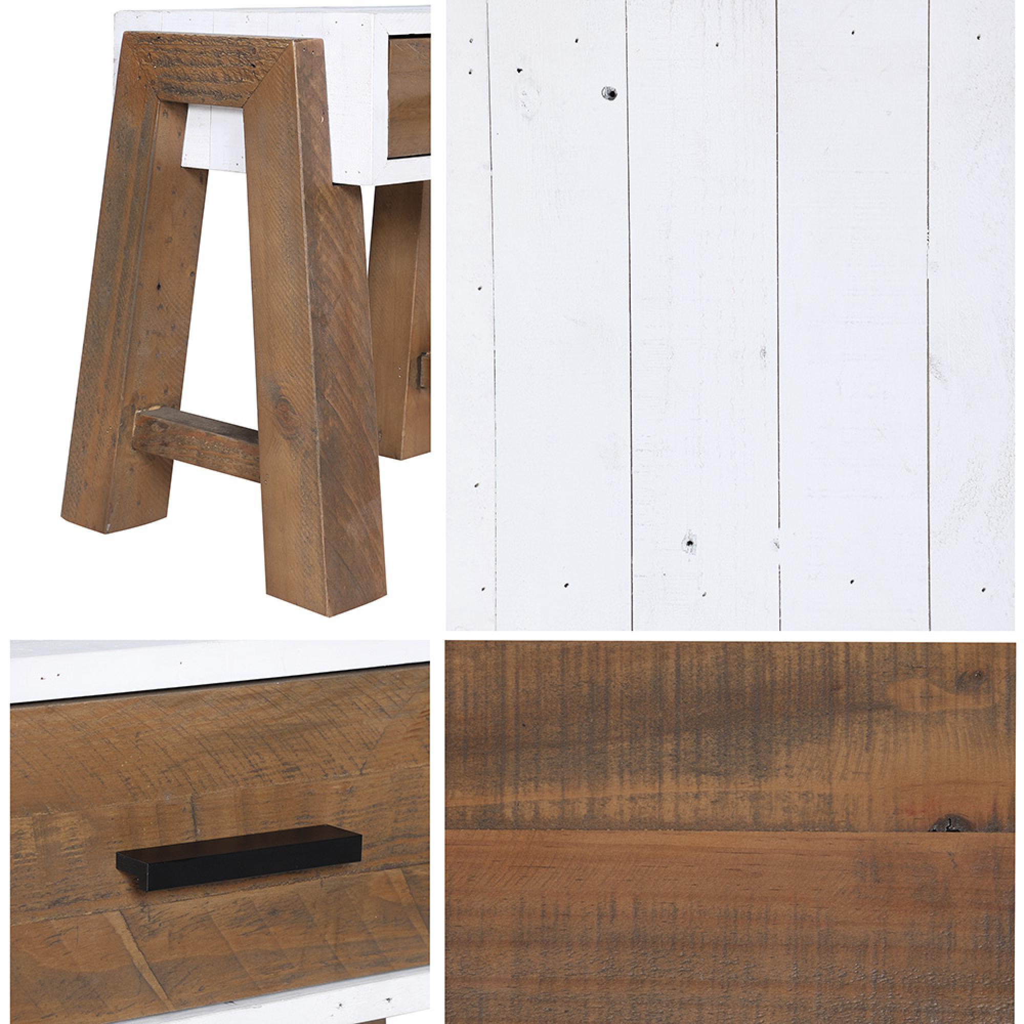 Trinity Reclaimed Wood & White Console Table - 2 Drawer