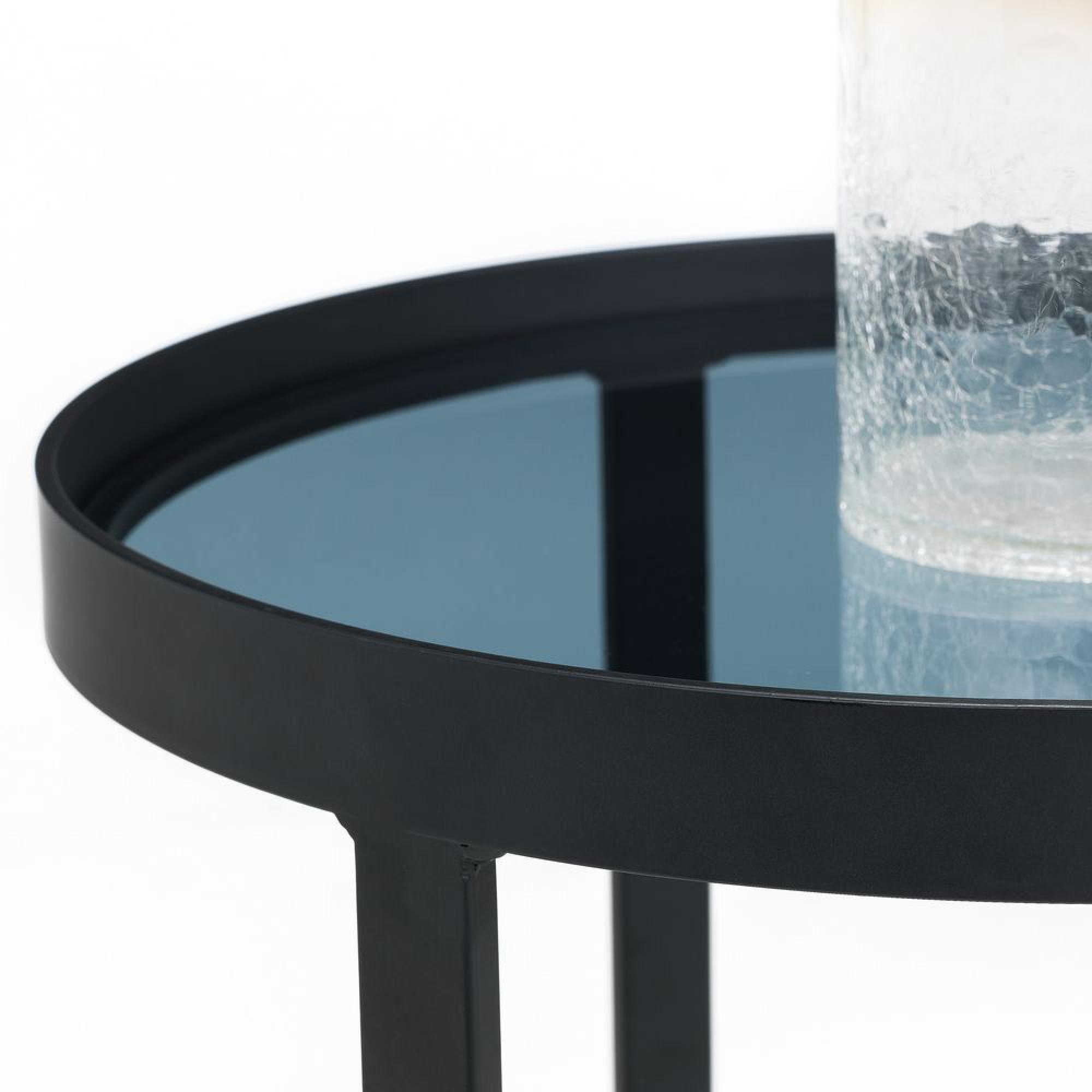 Loft Lamp Table - Round - Smoked Glass Top