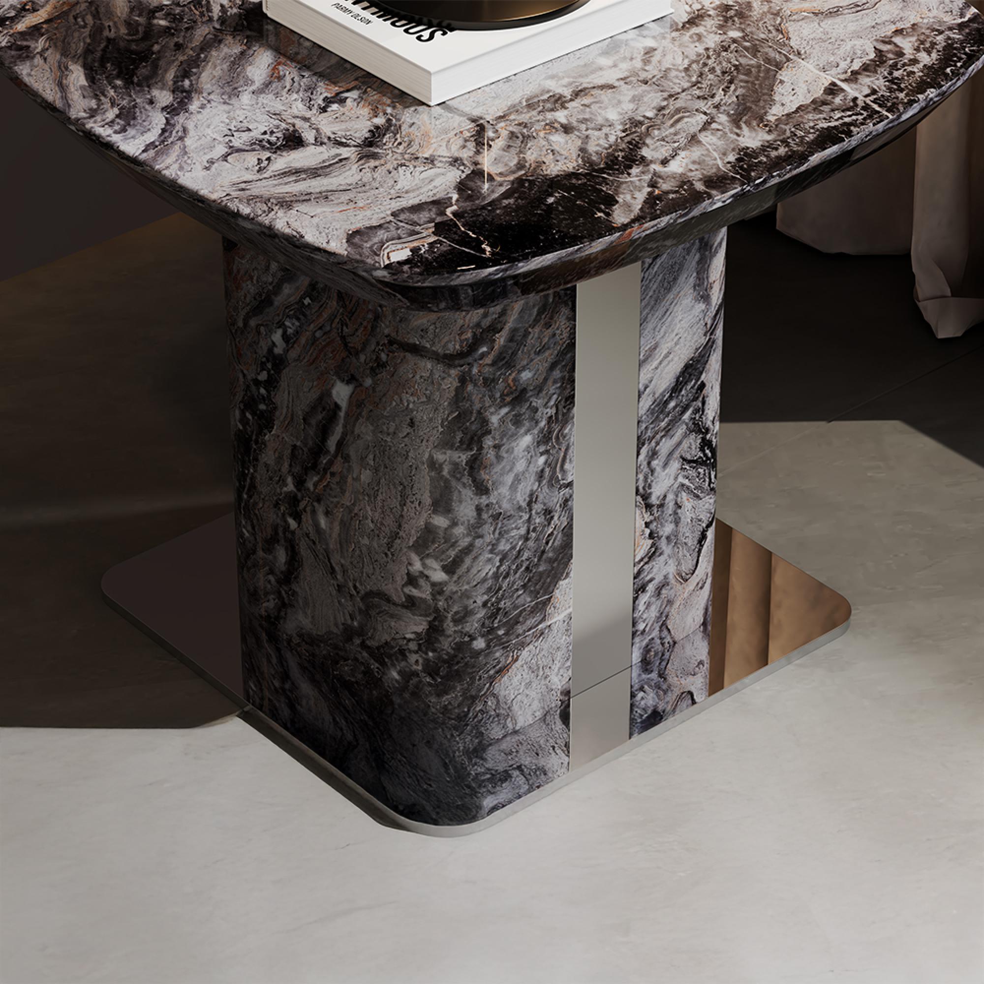Saronno Side Table - Square - Grey Marble