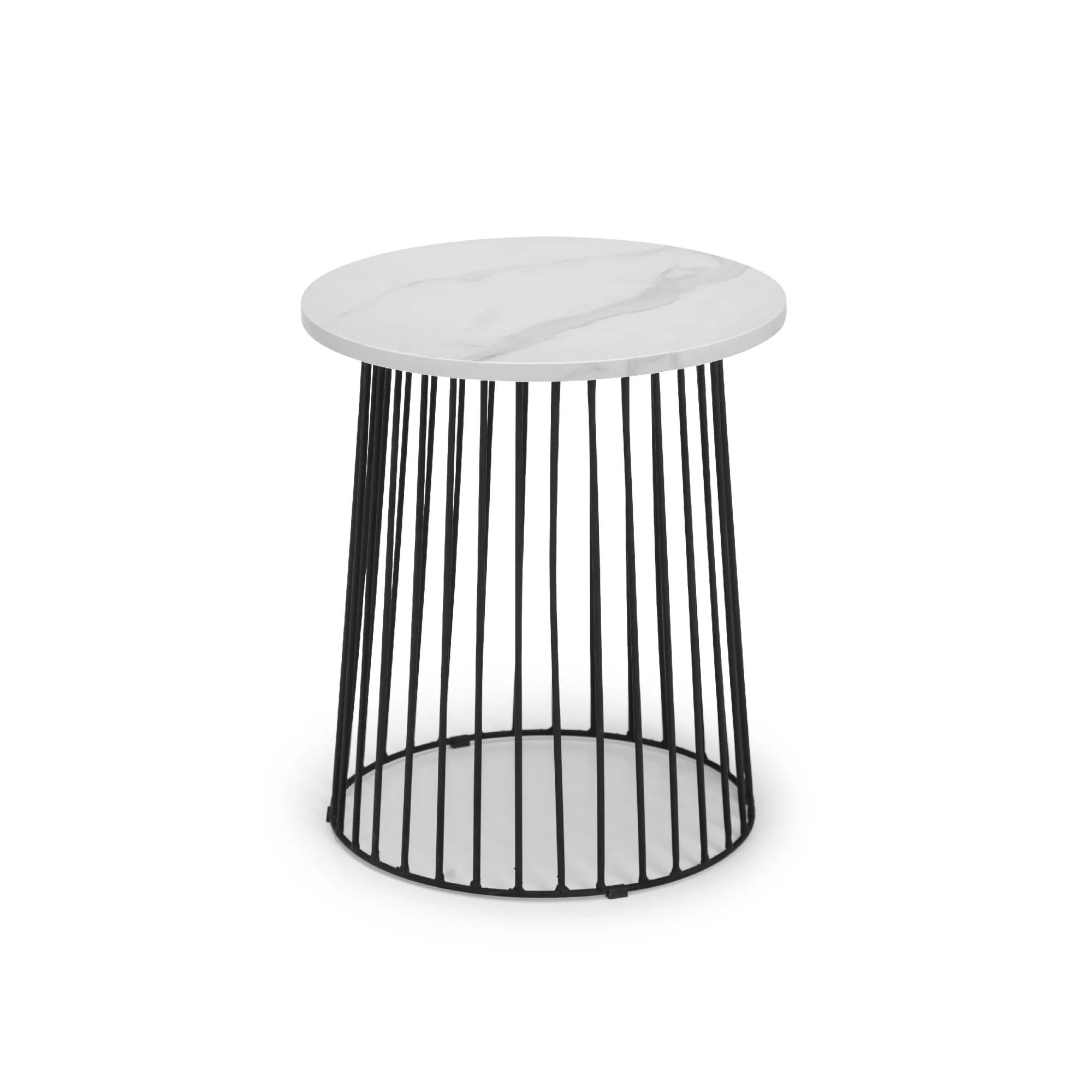Broadway Lamp Table - Round - White Marble Effect