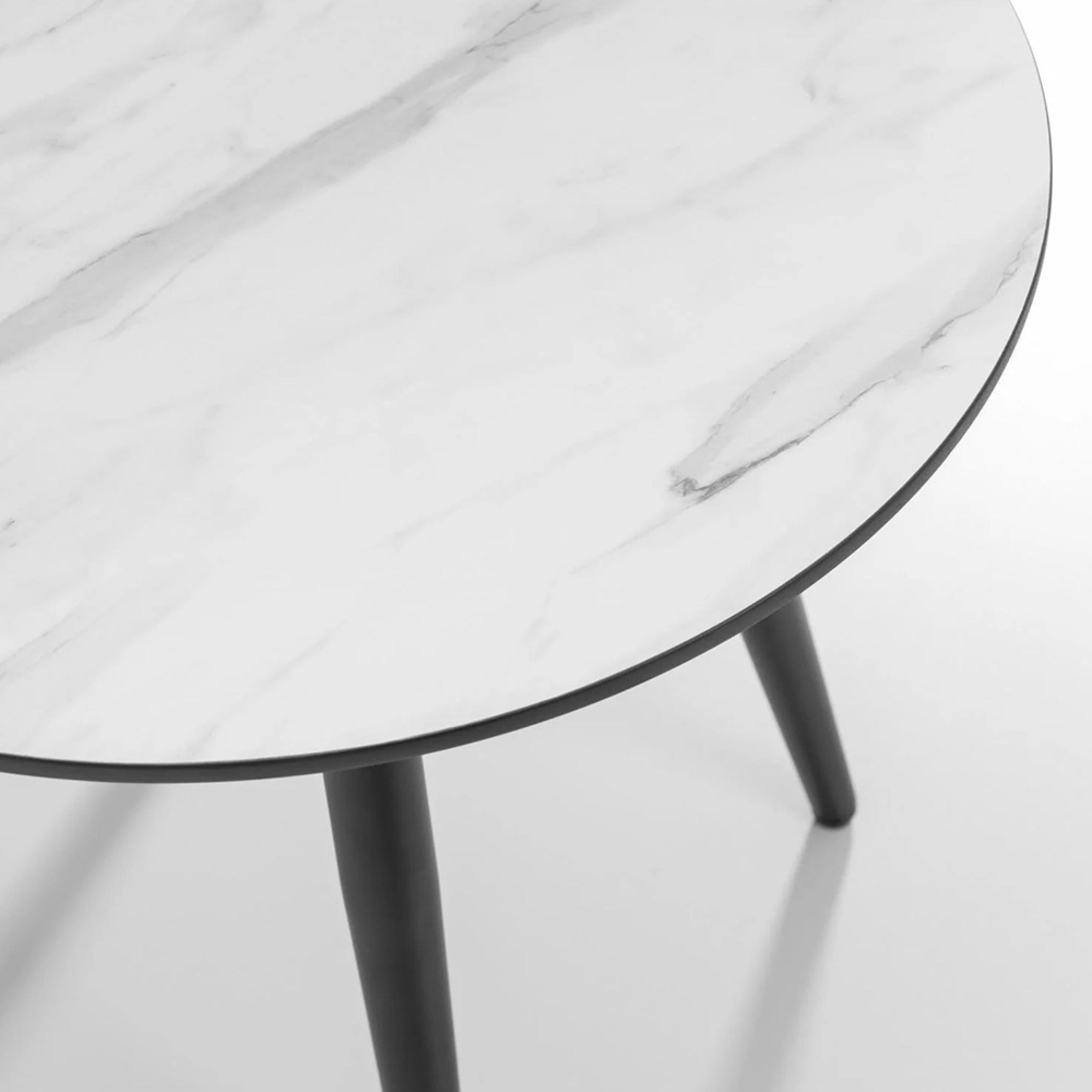 Firenze Lamp Table - Round - White Marble Effect