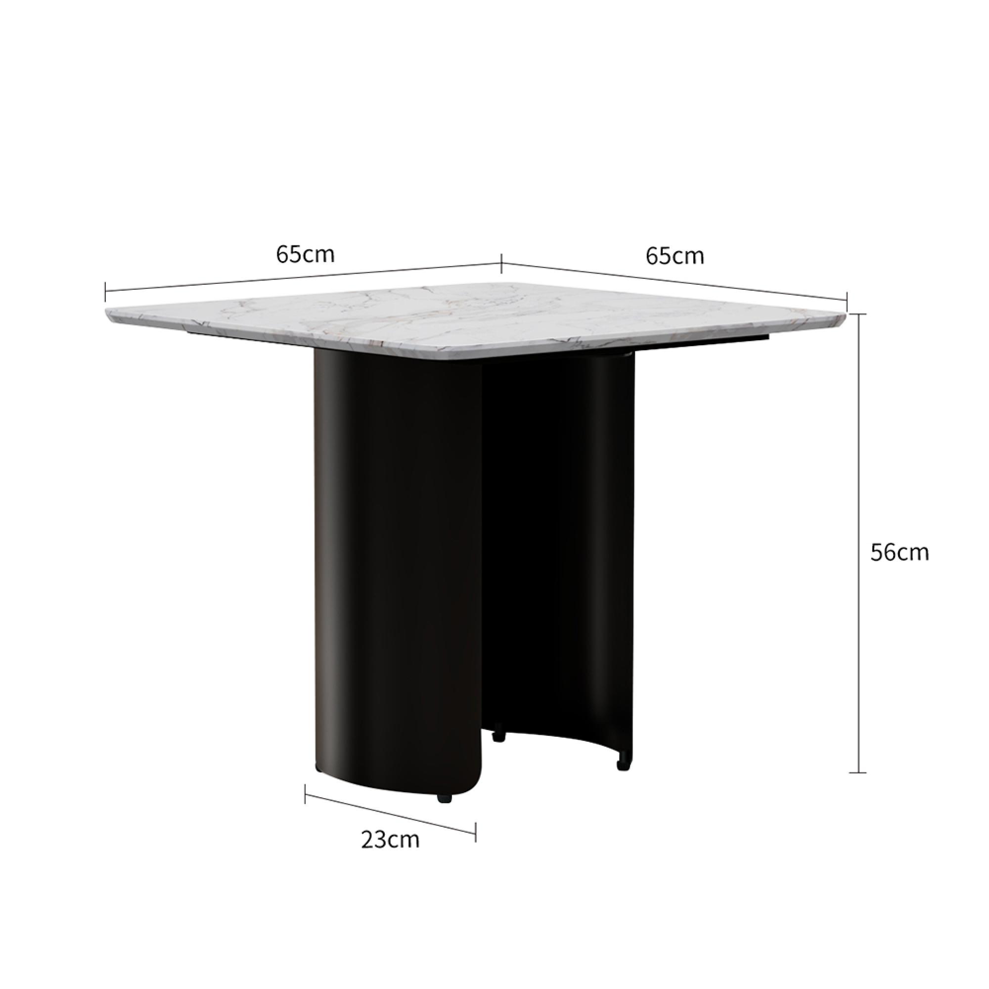 Lorea Side Table - Square - White Marble - Black Base