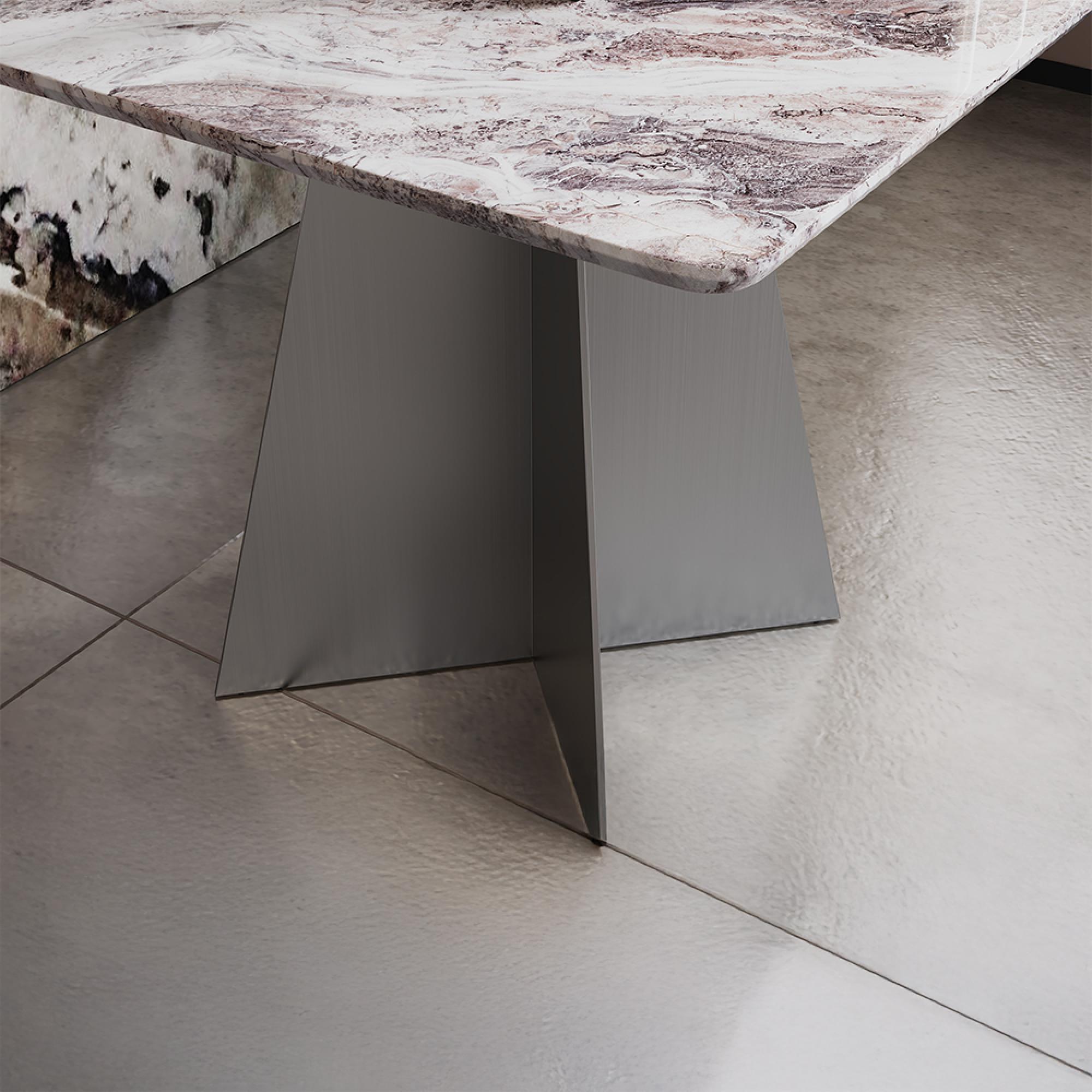 Taurus Side Table - Square - Beige Marble - Dark Grey Base