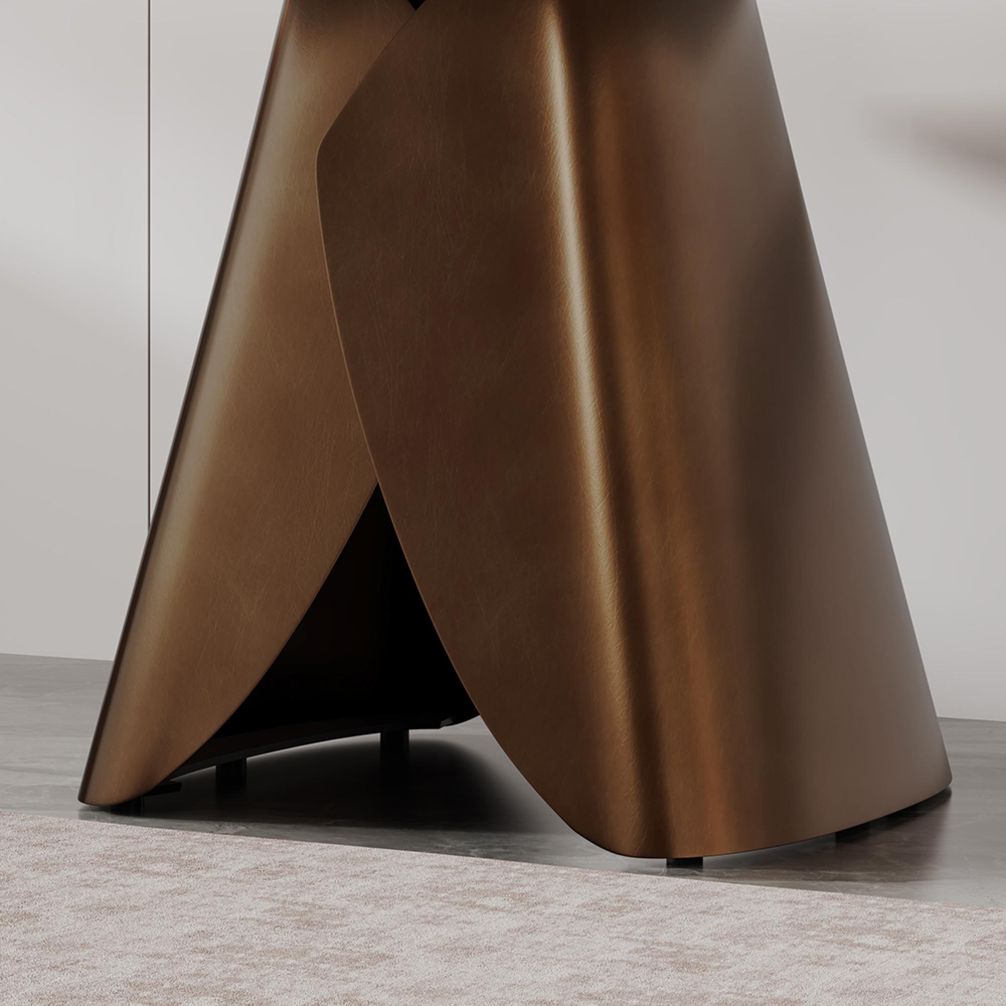 Enterprise Side Table - Square - Grey Marble - Brass Base