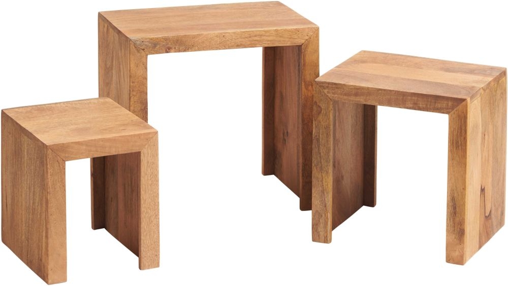 Ajmer Light Mango Wood Nest of 3 Tables
