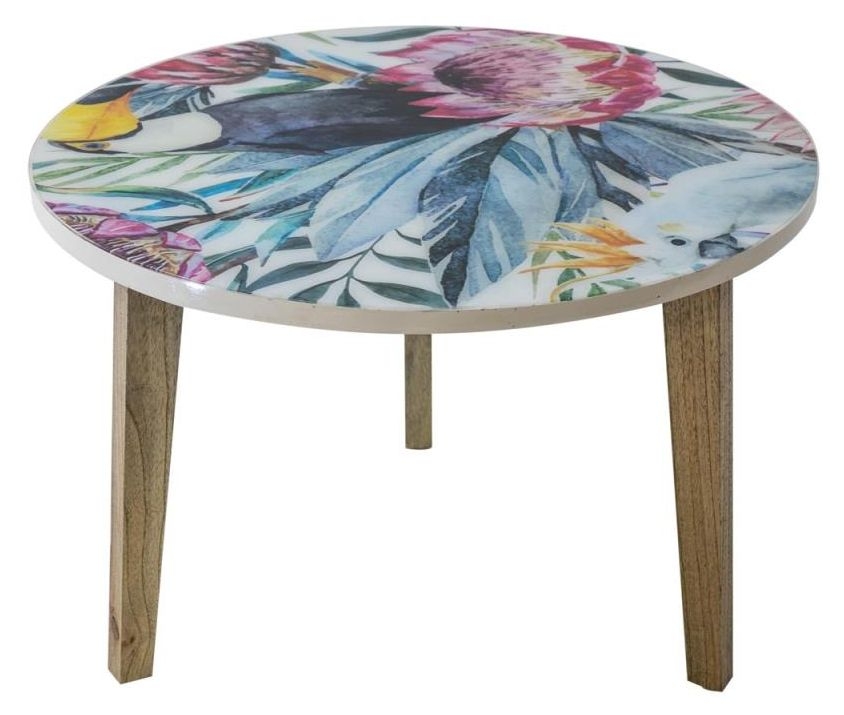 Allentown Bright Tropical Print Large Round Lamp Table