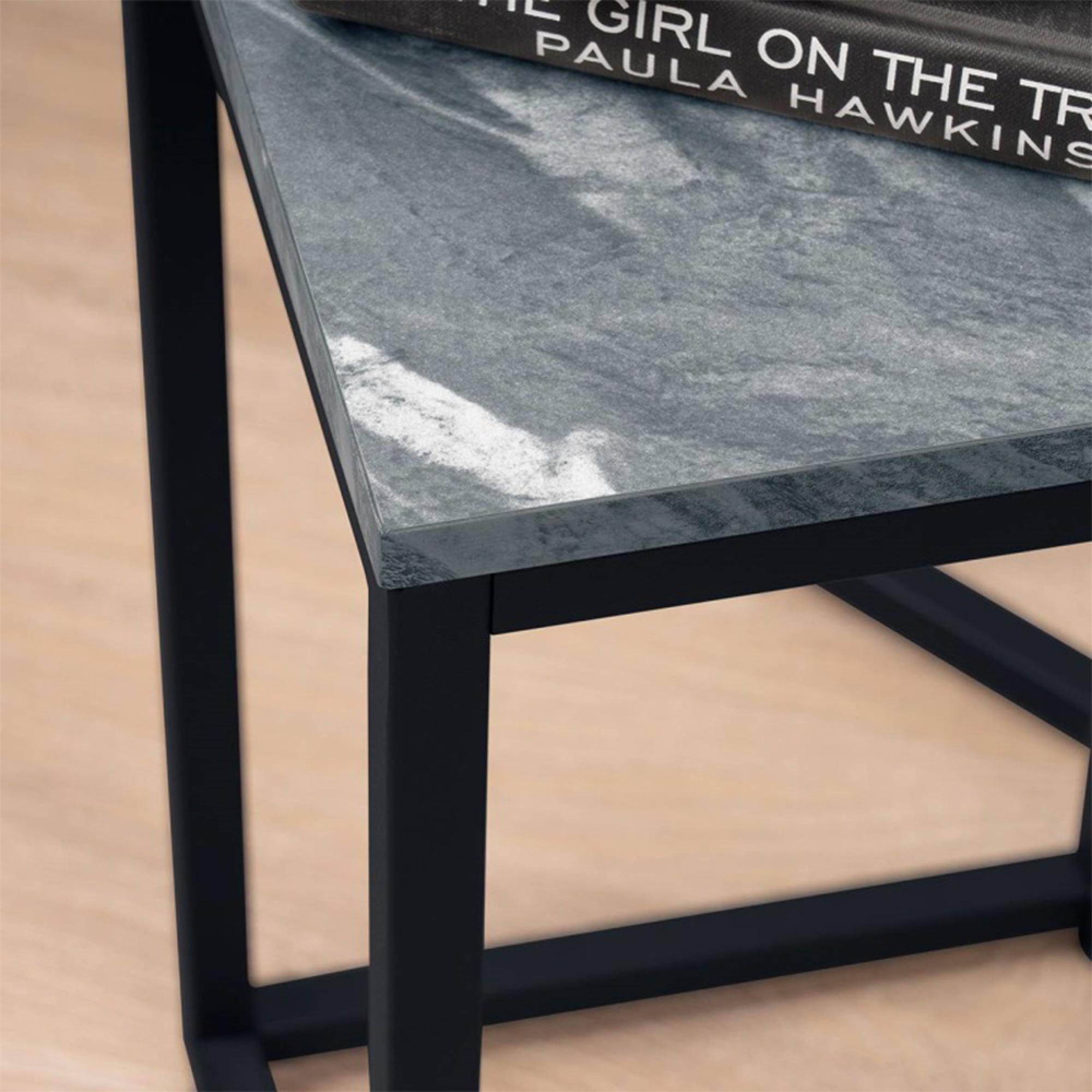 Alora Side Table - Square - Marble Effect Black - Set of 2