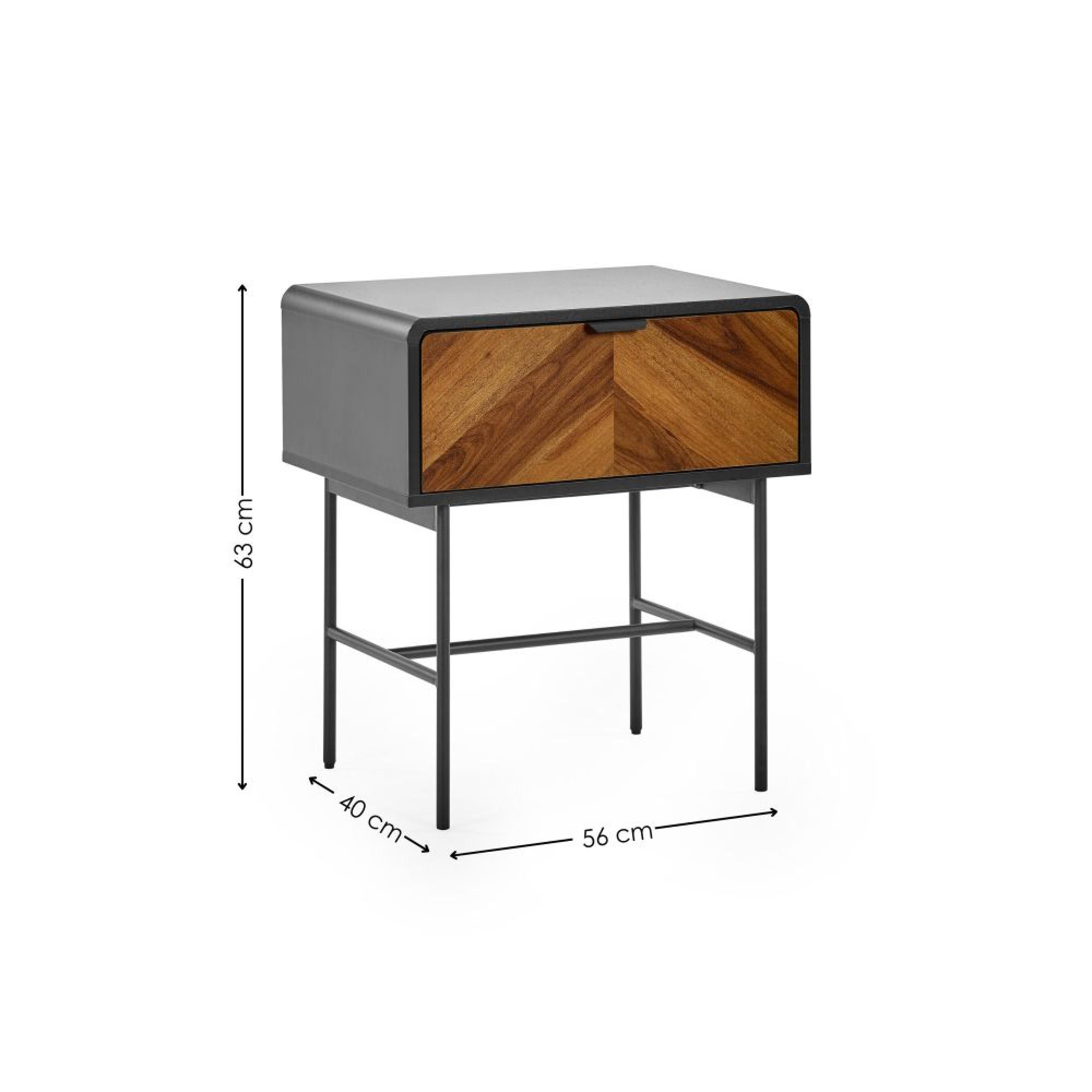 Alvin Chevron Wood Effect Lamp Table - 1 Drawer