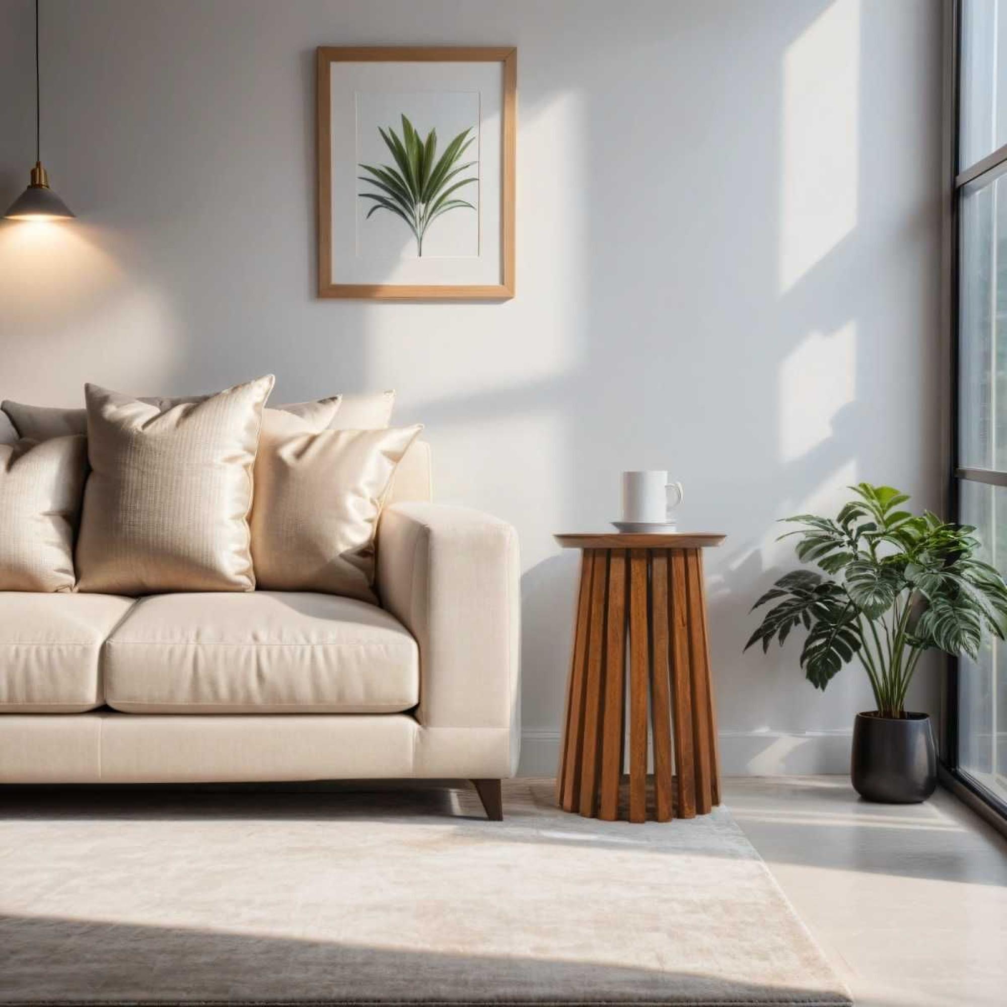 Amber Slatted Mango Wood Round Side Table