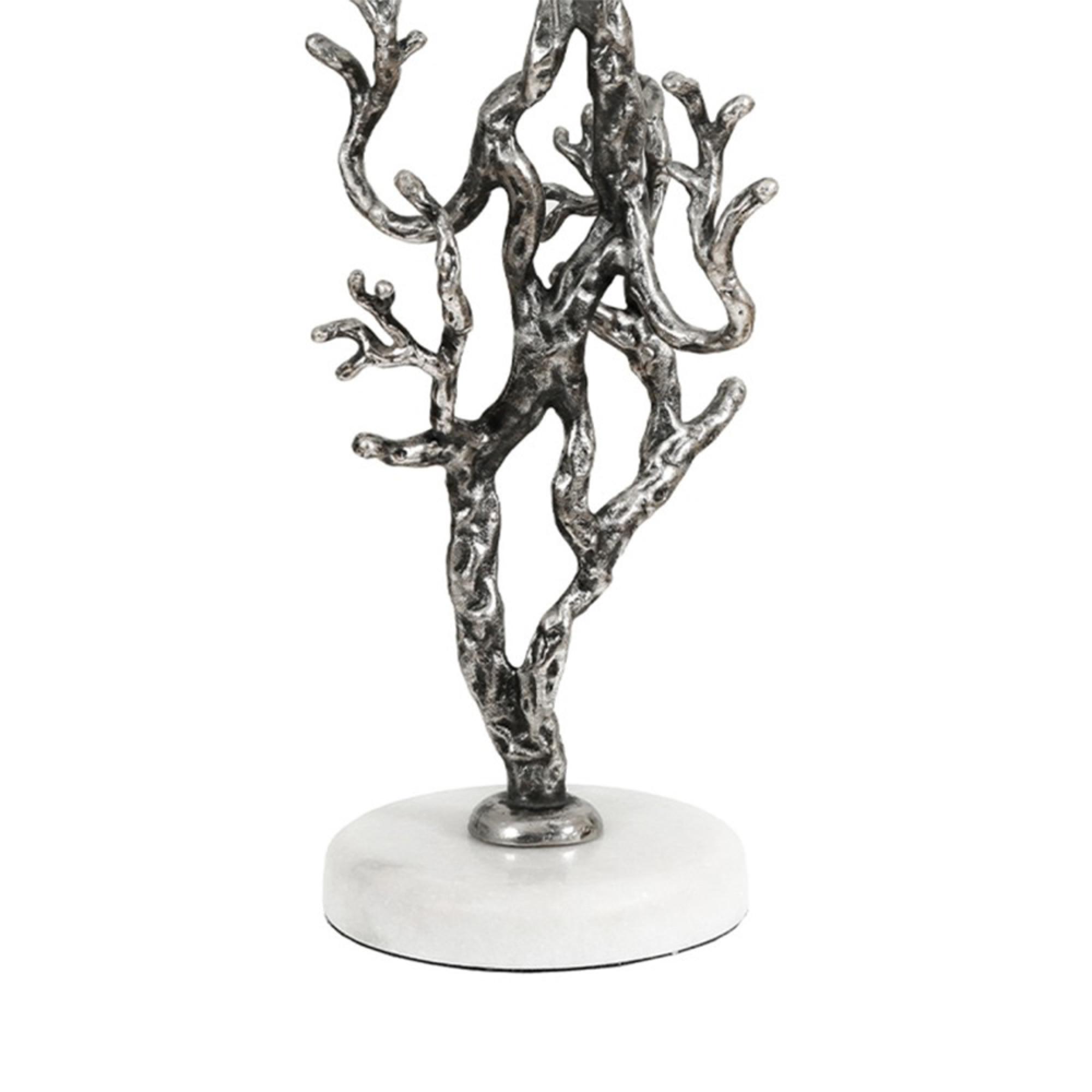 Side Table - Round - Antique Silver Twig Metal and Glass