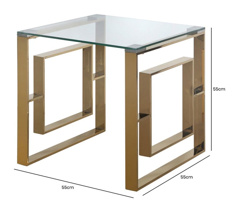 Apex End Table - Square - Clear Glass and Gold