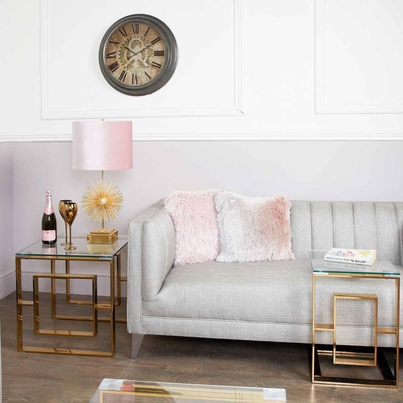 Apex End Table - Square - Clear Glass and Gold