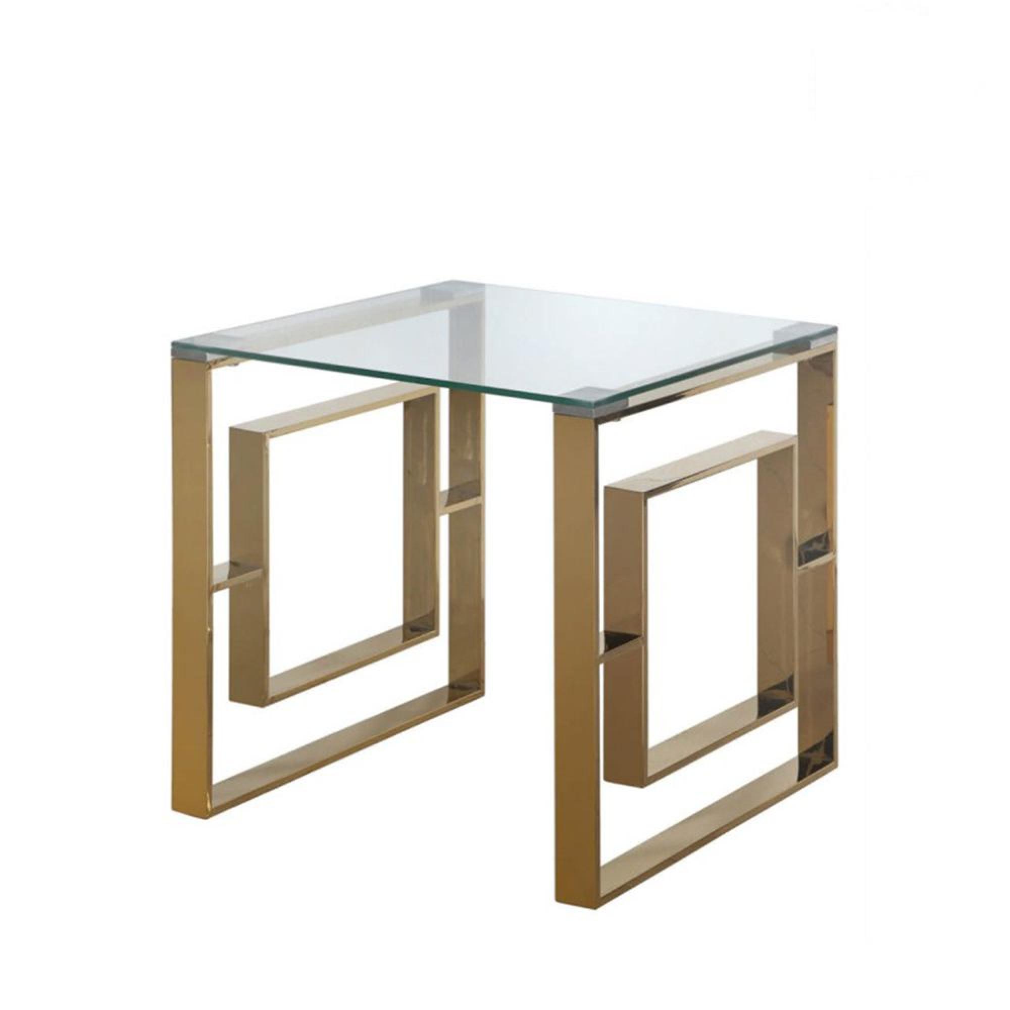 Apex End Table - Square - Glass and Gold Metal