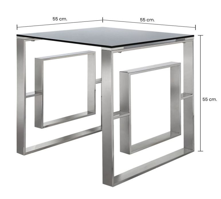 Apex End Table - Square - Smoked Glass and Chrome