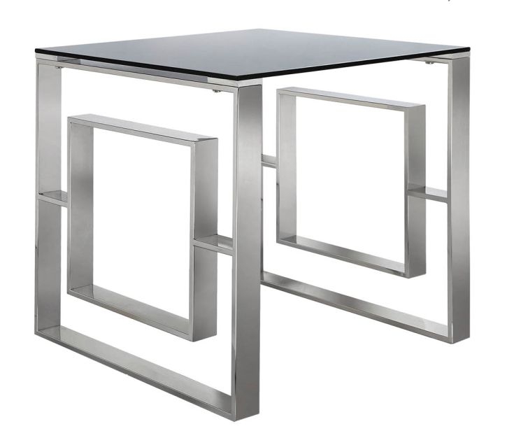 Apex End Table - Square - Smoked Glass and Chrome