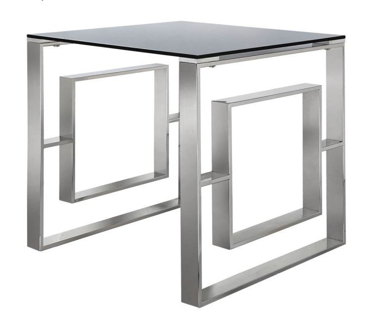 Apex End Table - Square - Smoked Glass and Chrome