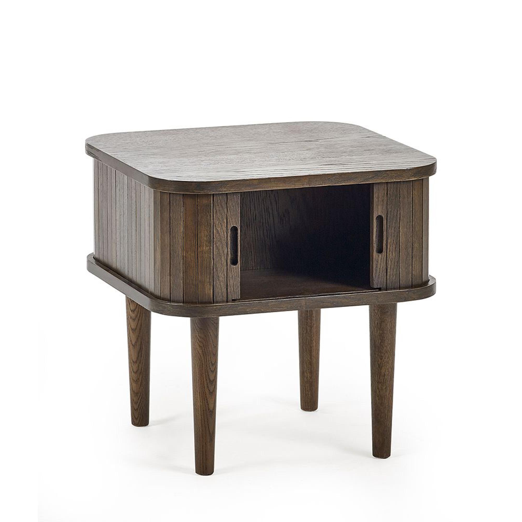 Arya Ribbed Dark Oak Side Table