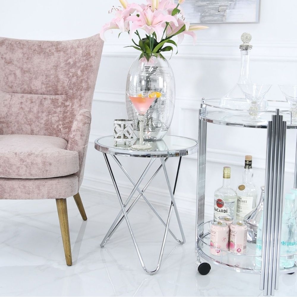 Atom Lamp Table - Round - Glass and Chrome