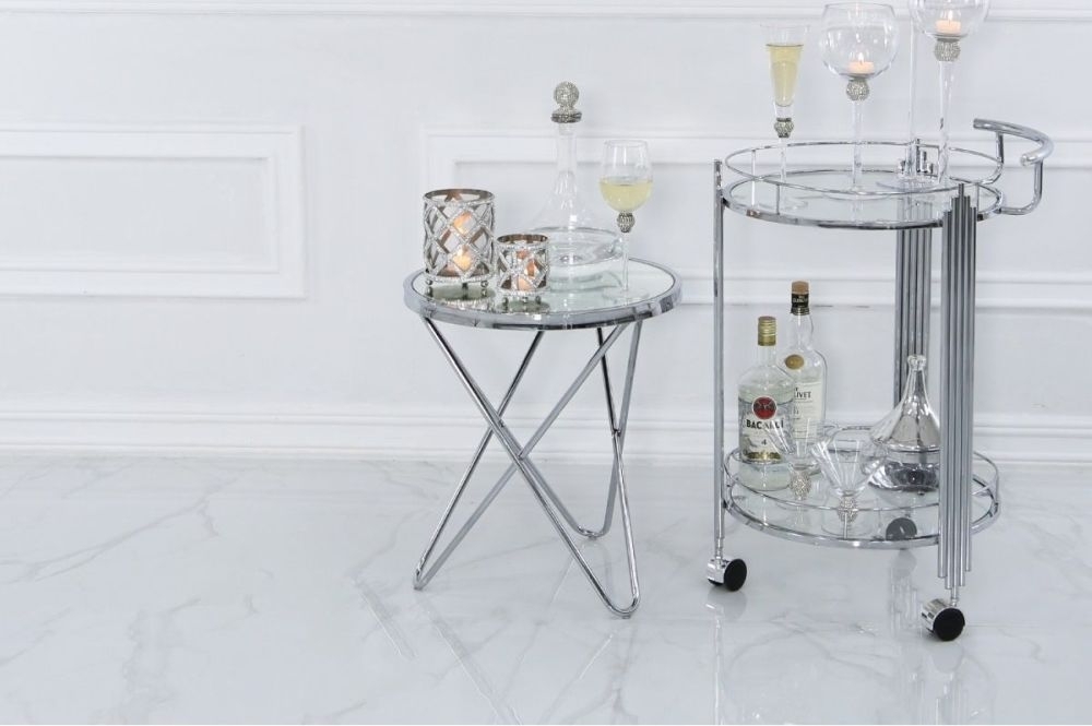 Atom Lamp Table - Round - Glass and Chrome