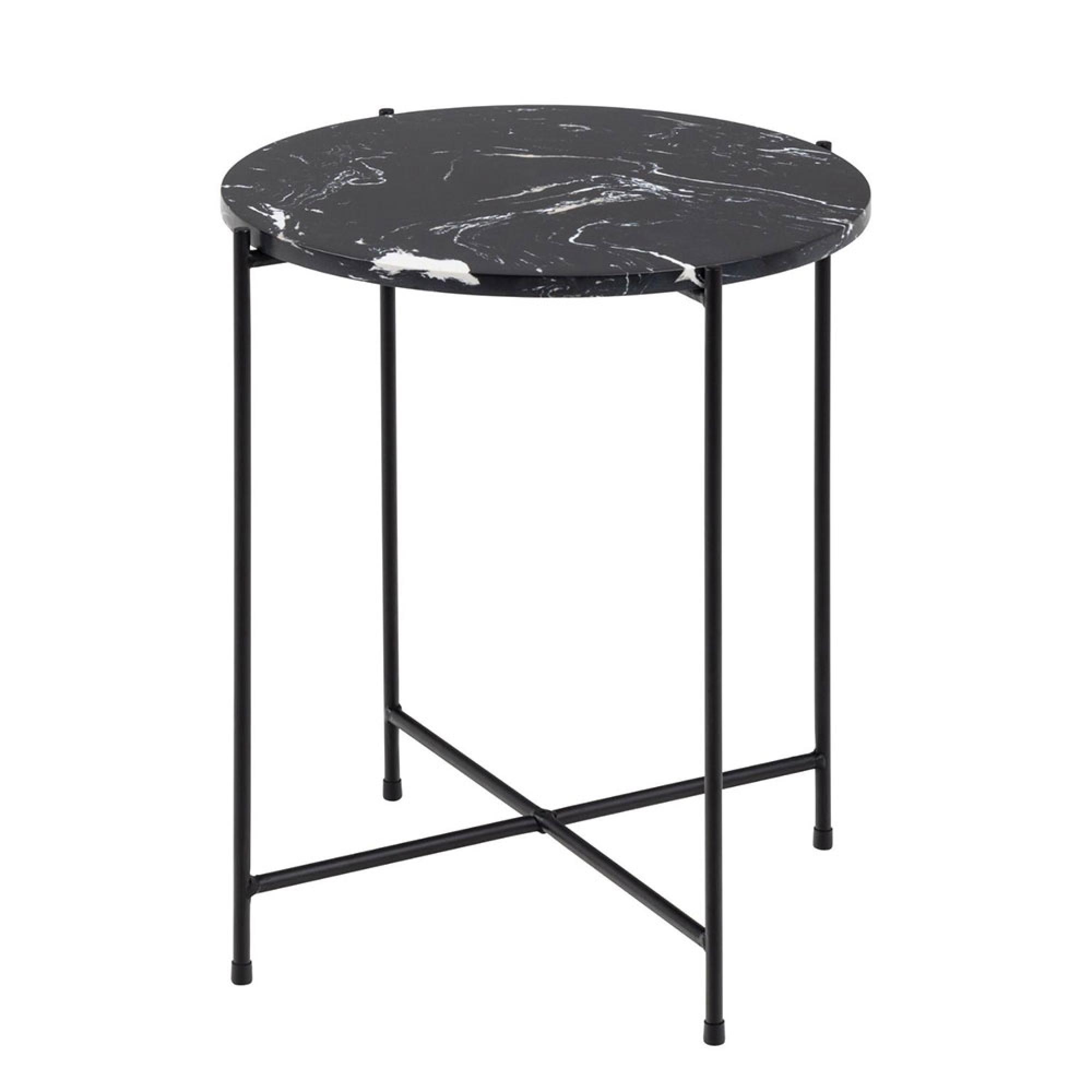 Avila Black Marble Round Side Table