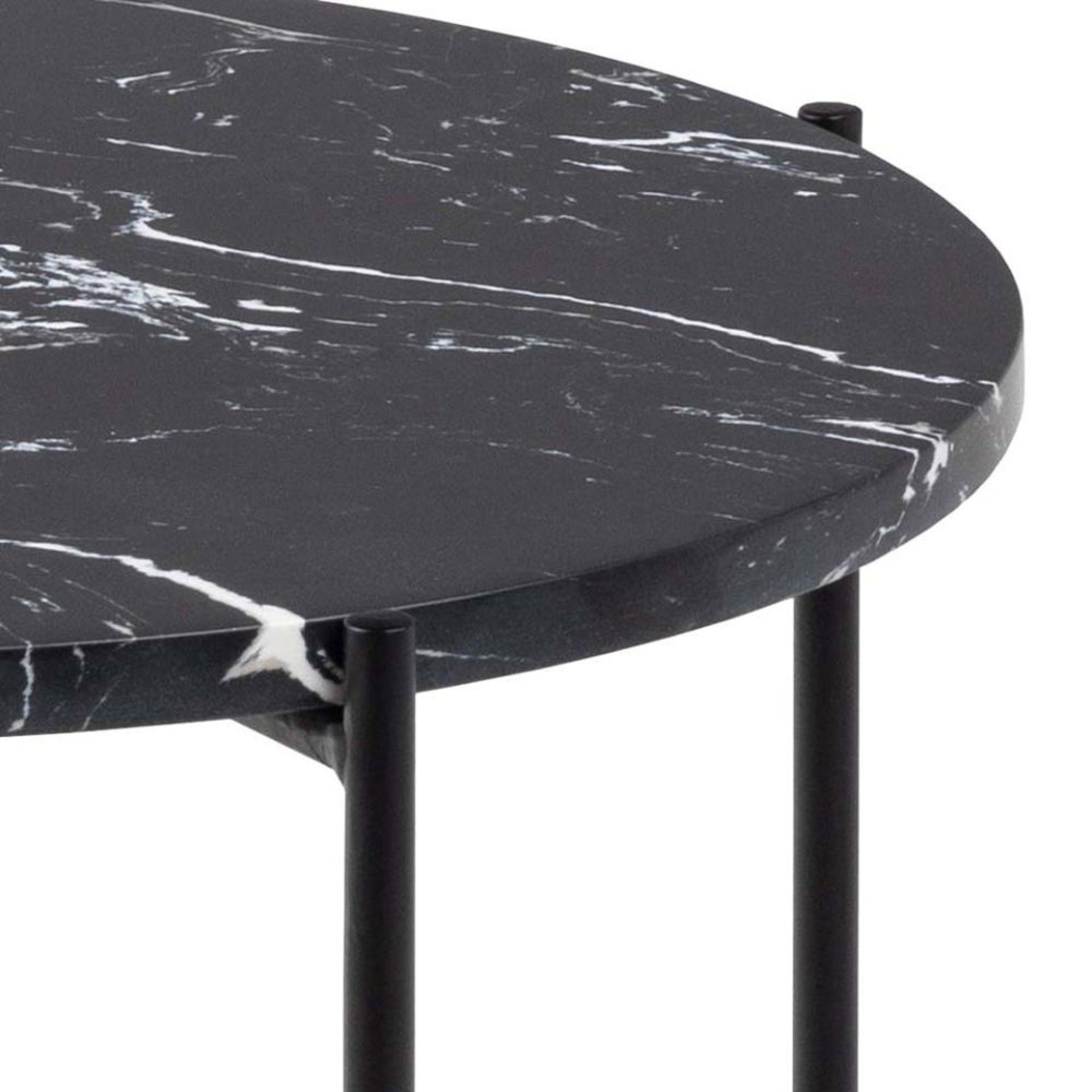 Avila Black Marble Round Side Table