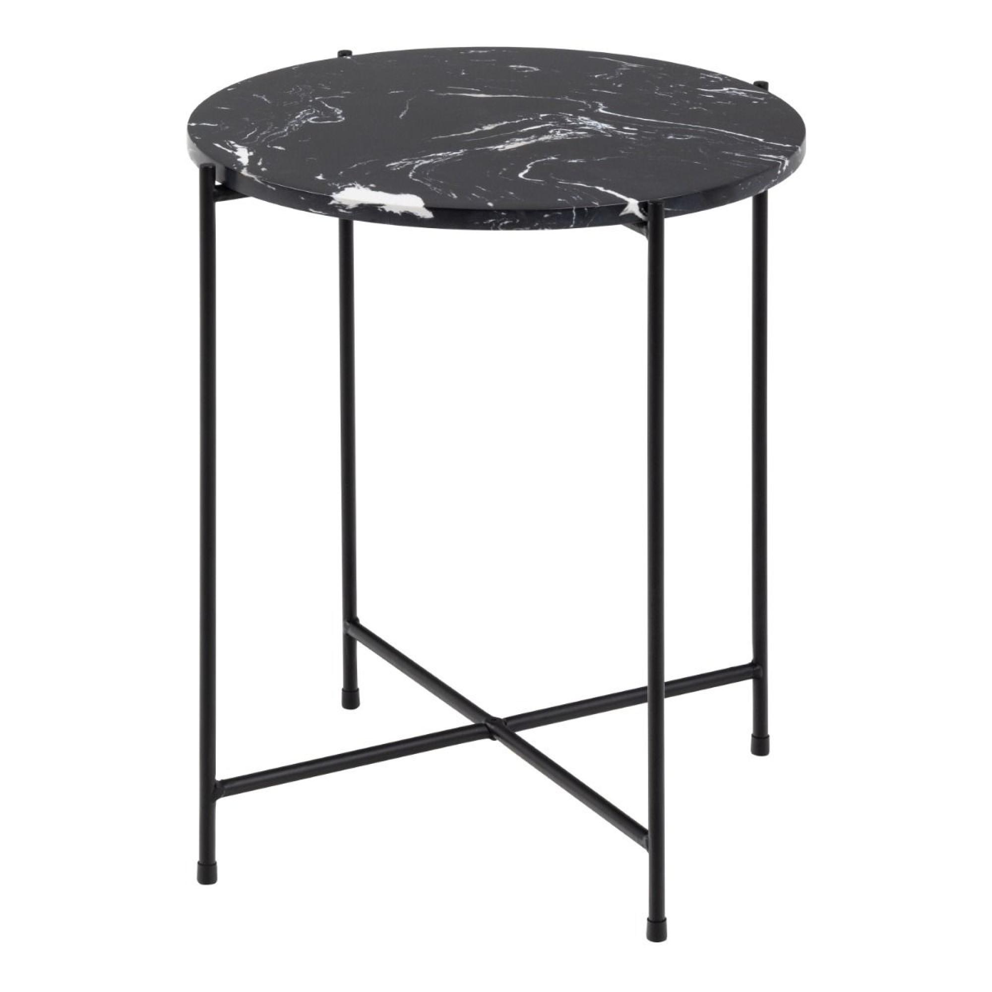 Avila Black Marble Small Round Side Table