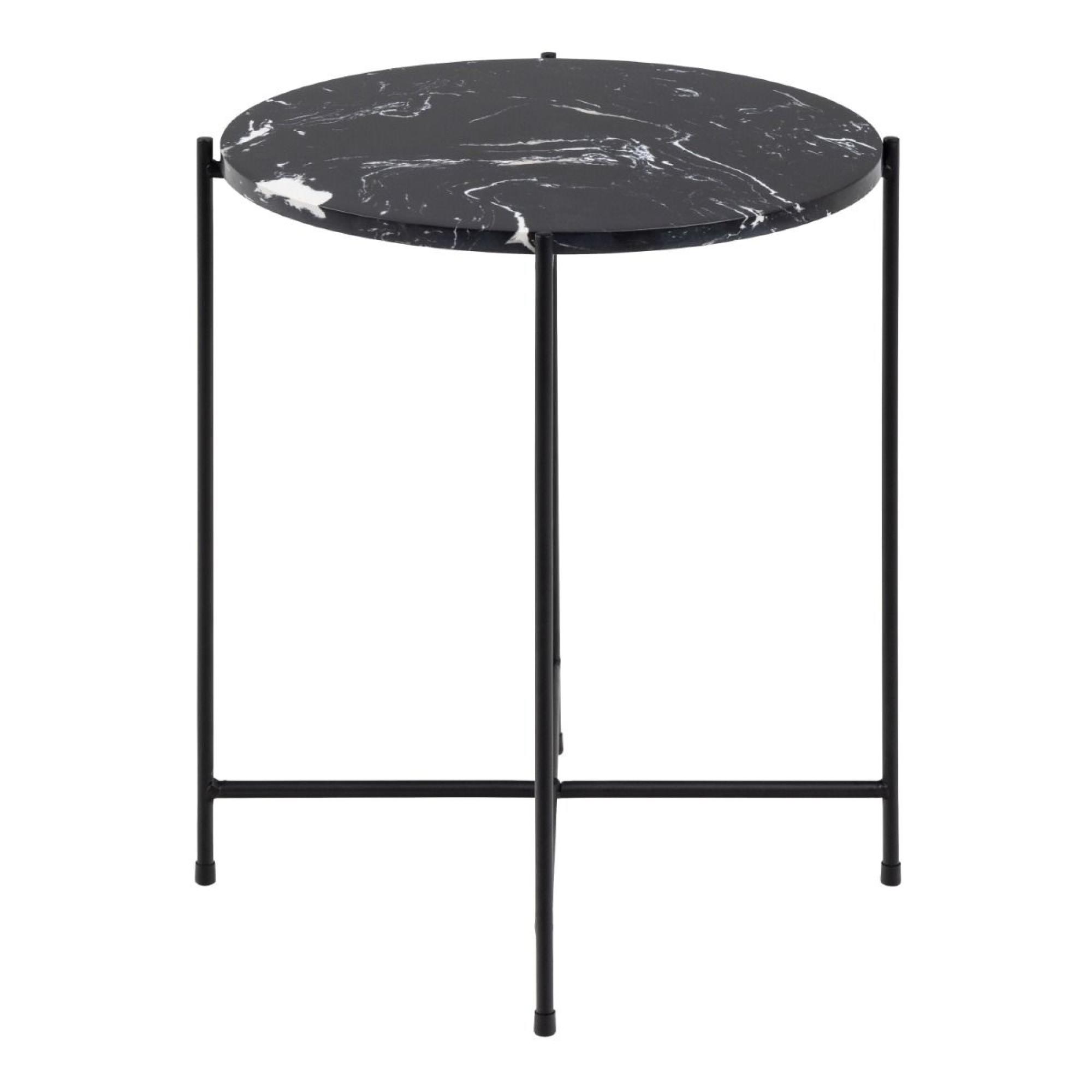 Avila Black Marble Small Round Side Table