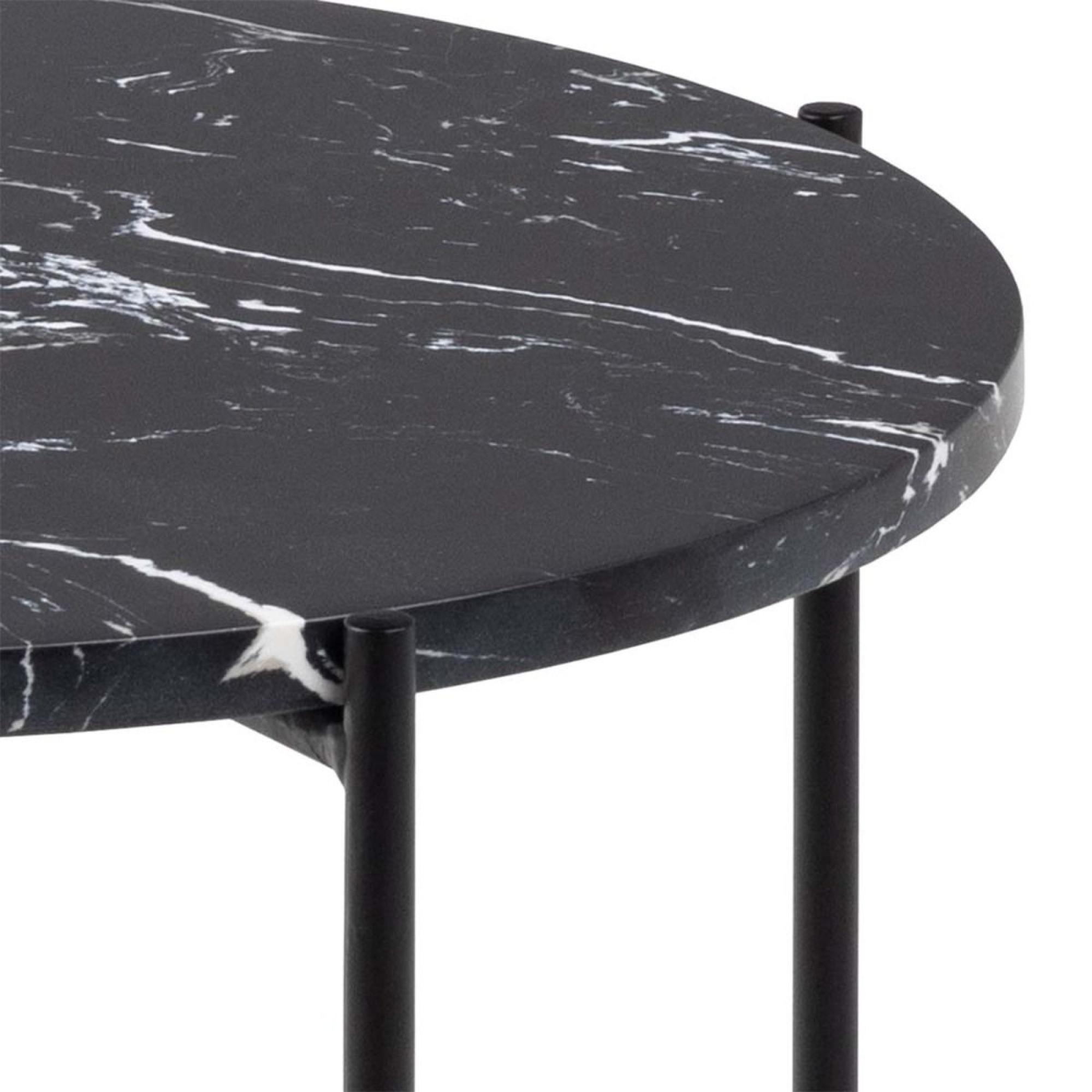 Avila Black Marble Small Round Side Table