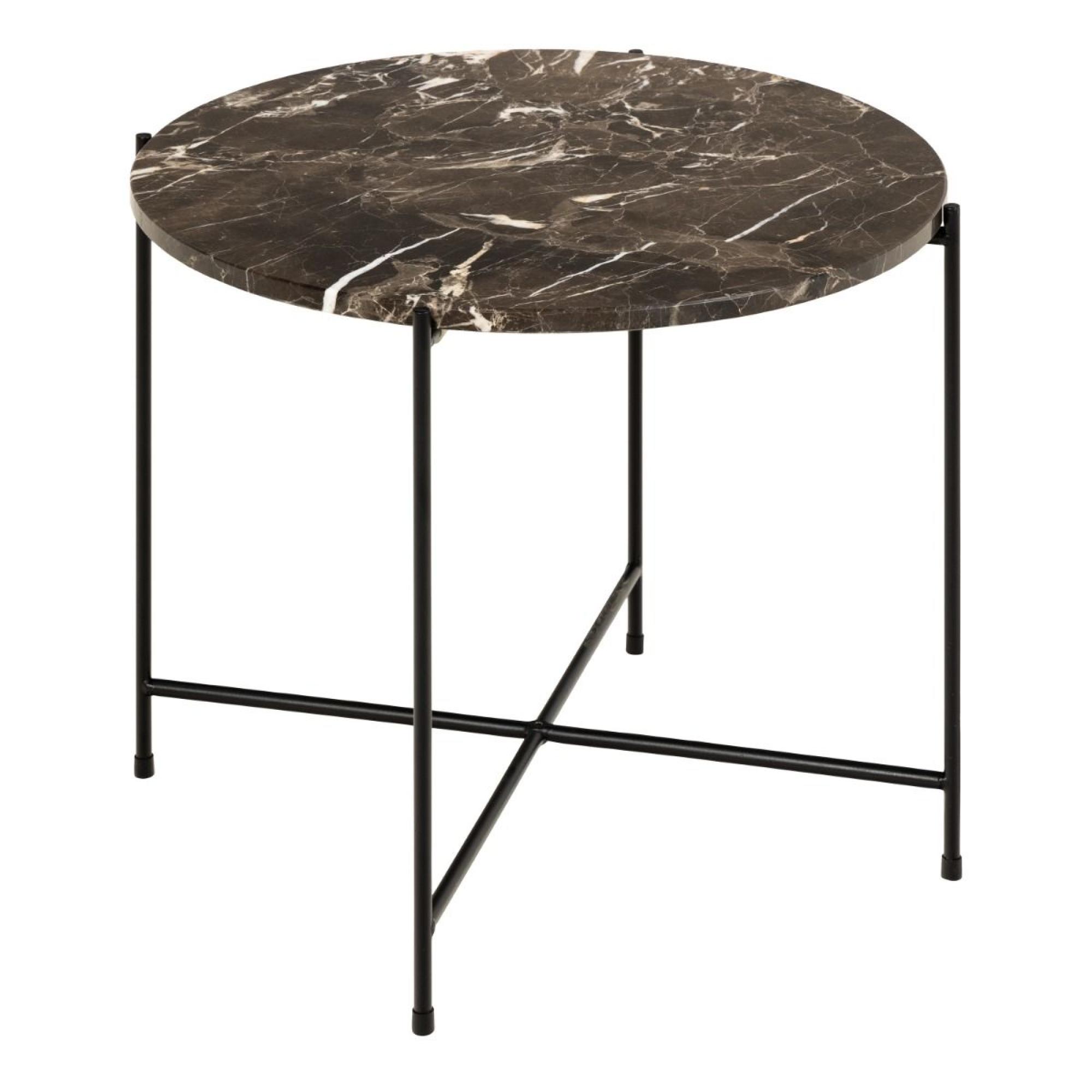 Avila Brown Marble Round Side Table