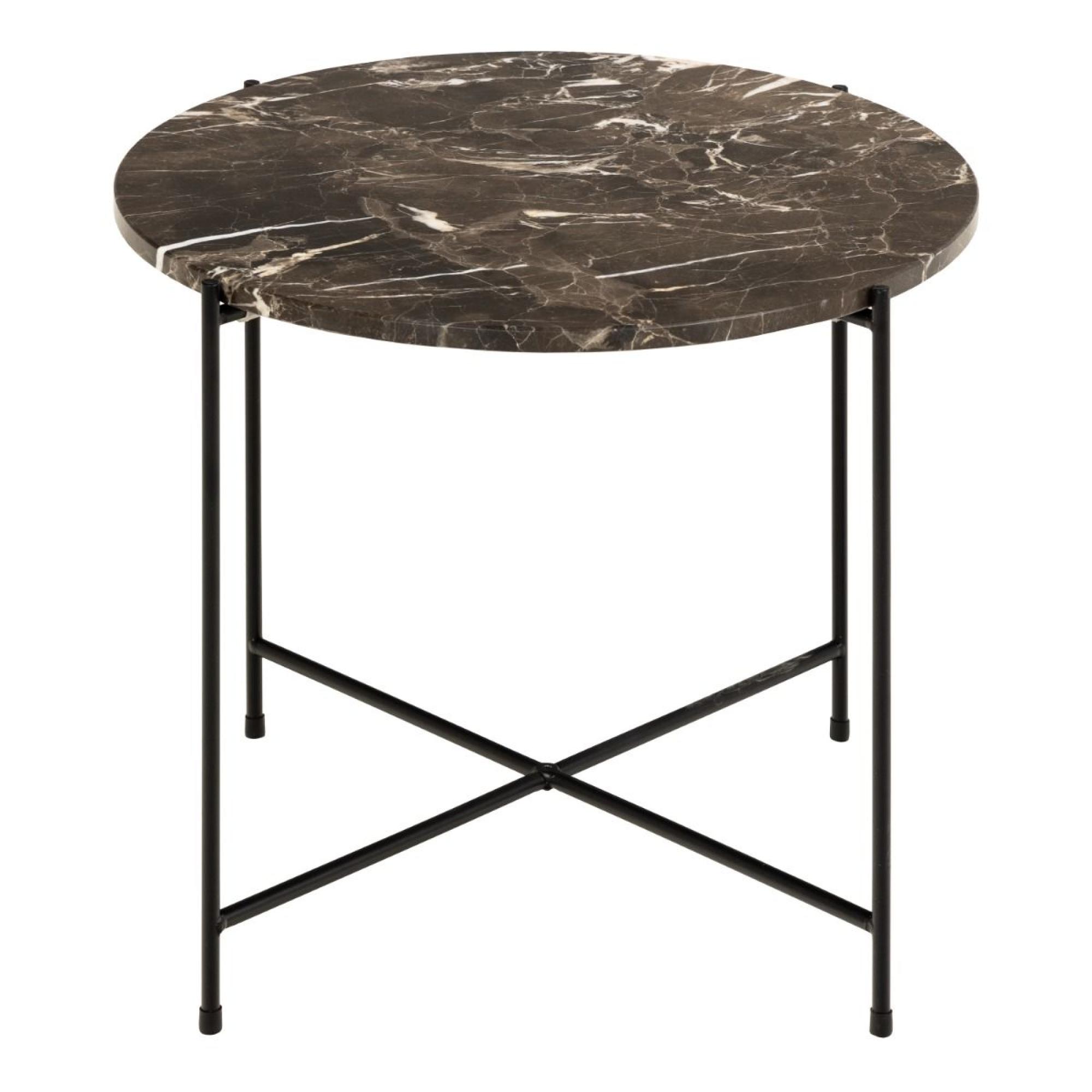 Avila Brown Marble Round Side Table
