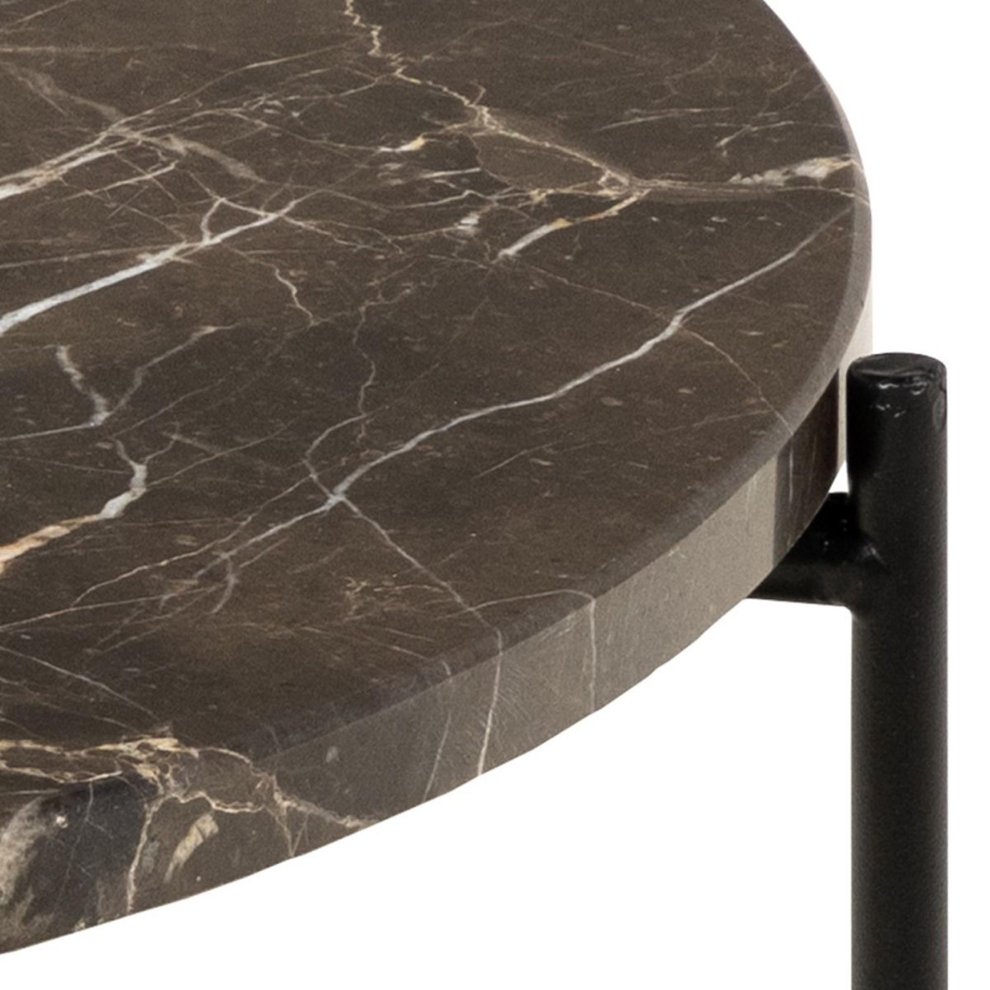 Avila Brown Marble Round Side Table