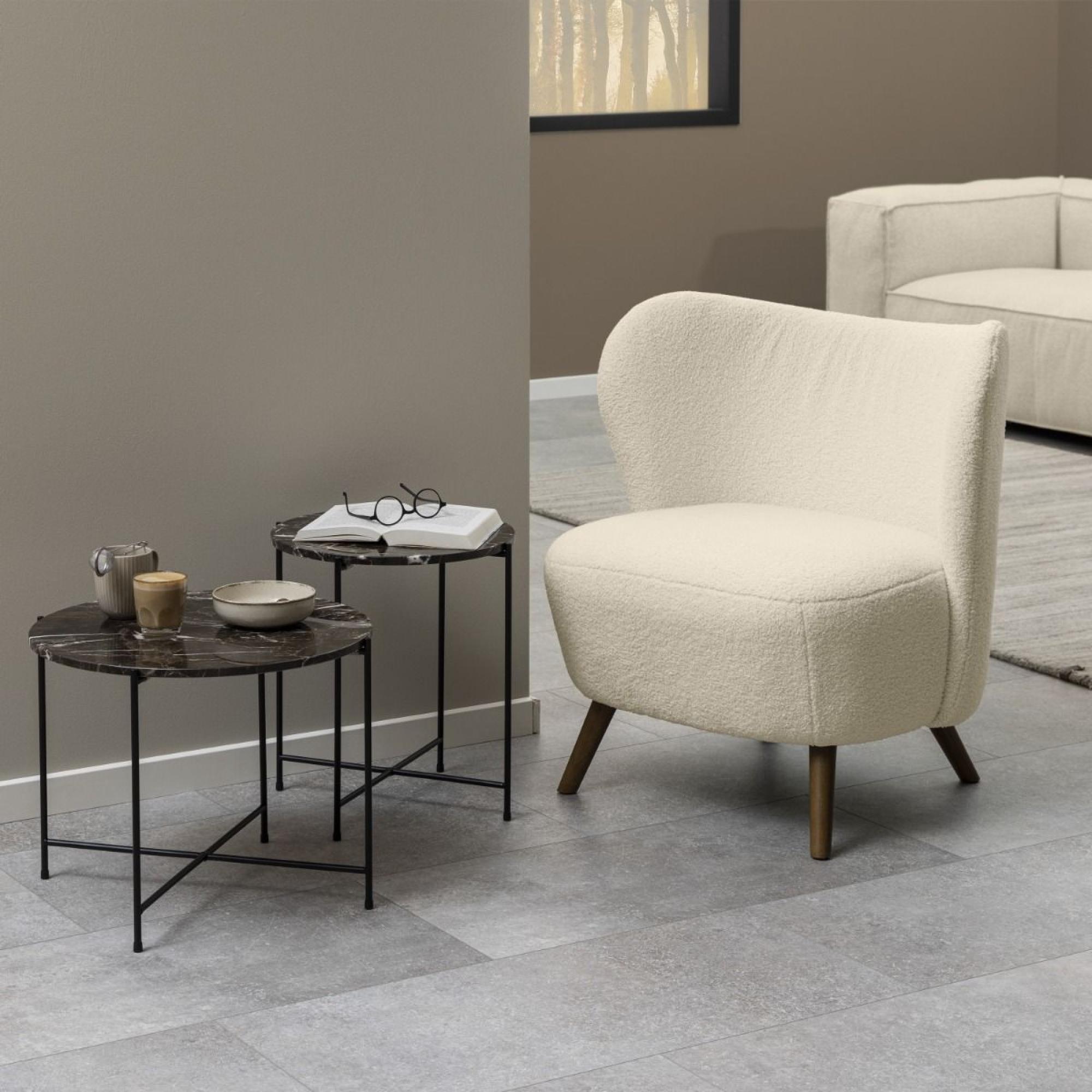 Avila Brown Marble Stone Round Side Table