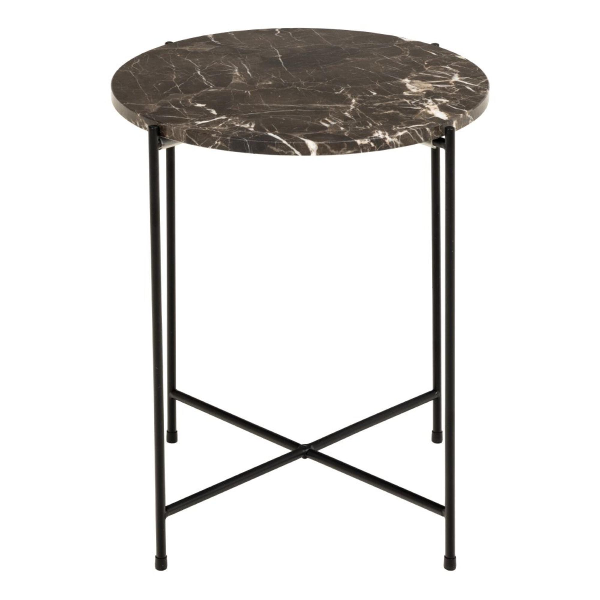 Avila Brown Marble Stone Round Side Table