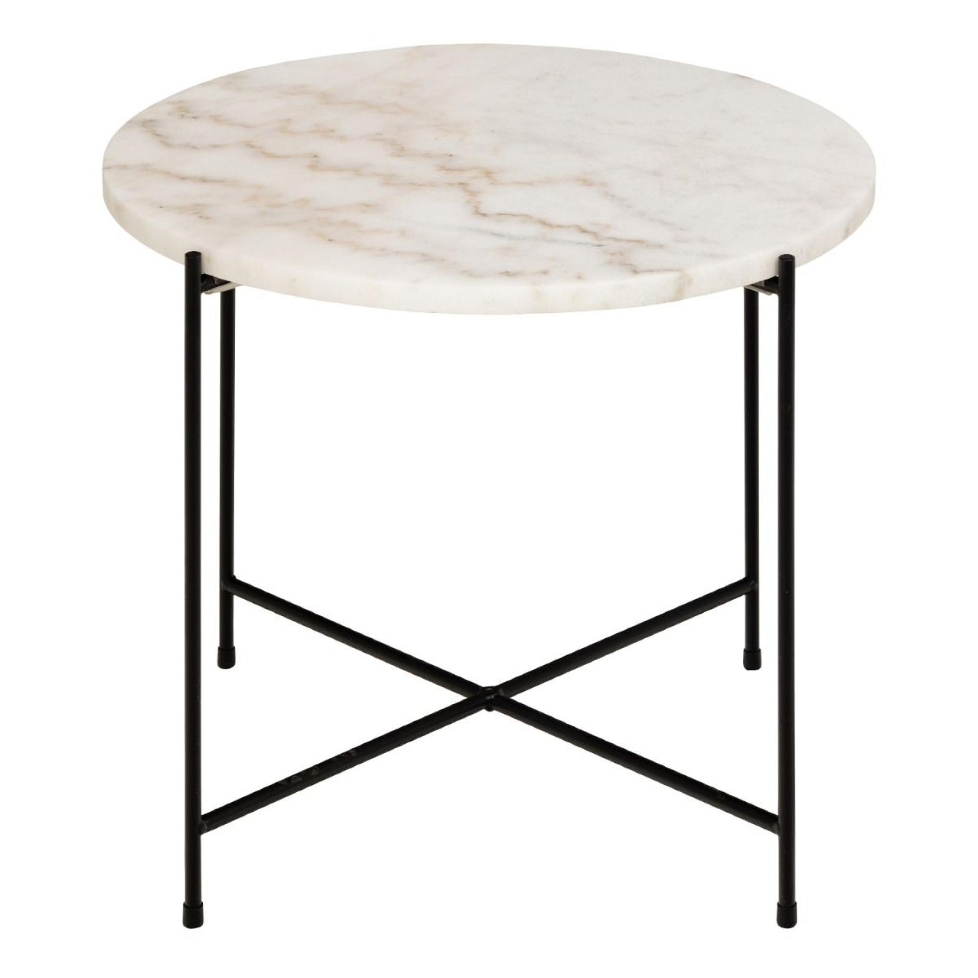 Avila White Marble Round Side Table