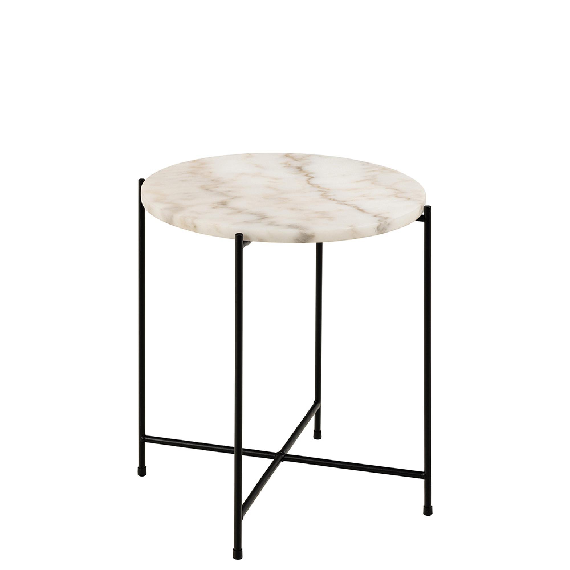 Avila White Marble Small Round Side Table