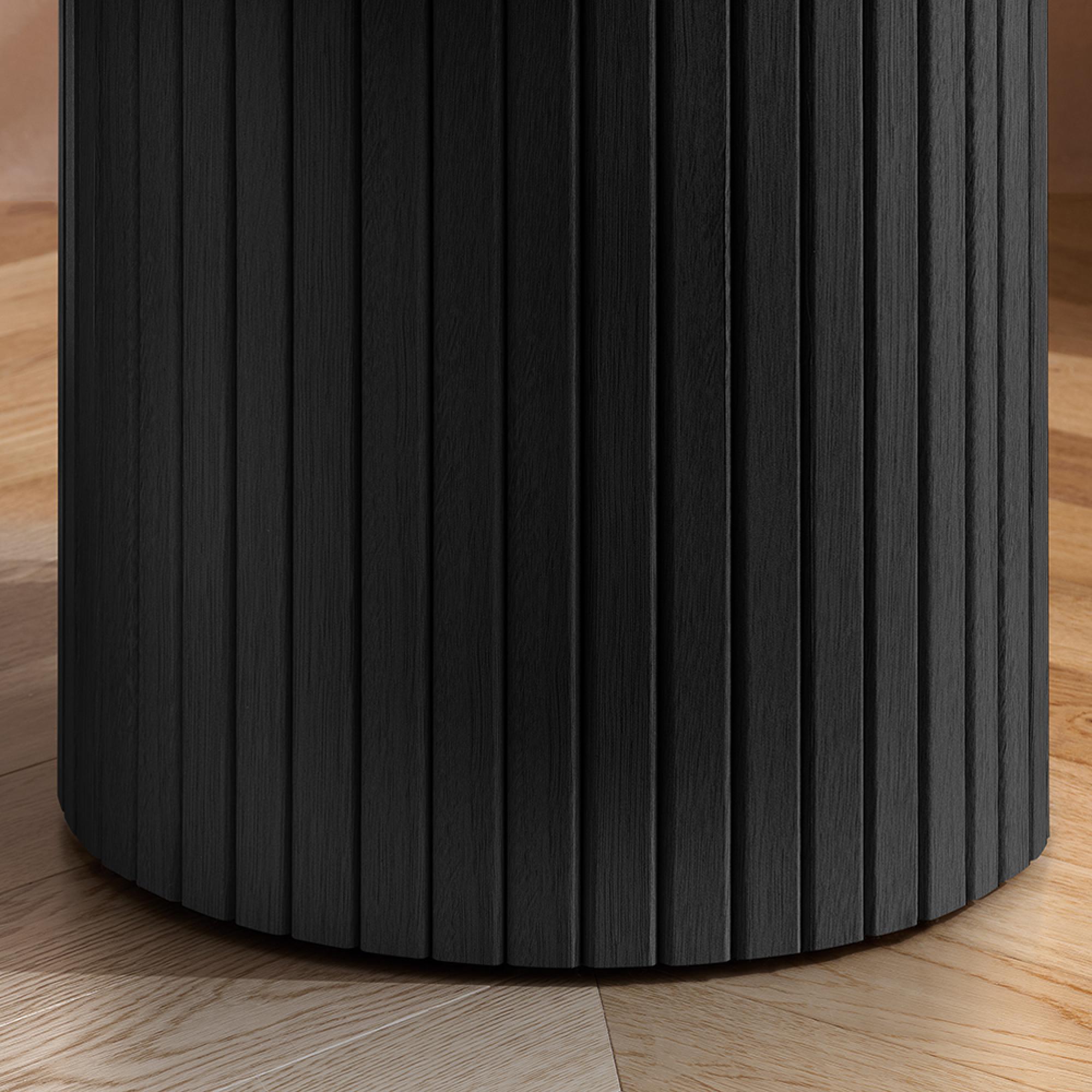 Axel Round Side Table - Black Fluted