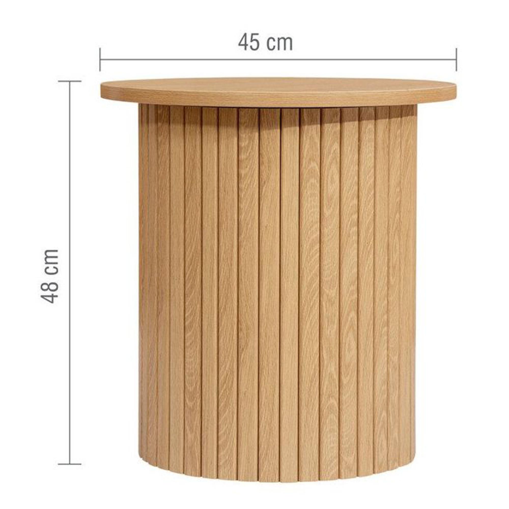 Axel Round Side Table - Oak Fluted