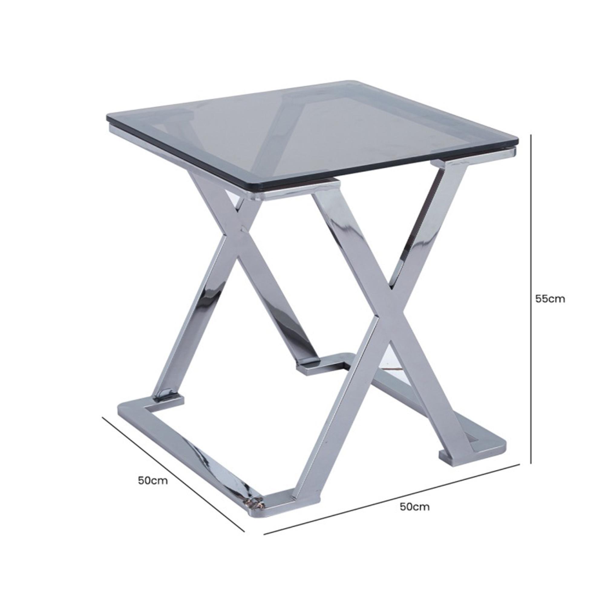 Axel End Table - Square - Smoke Glass and Metal